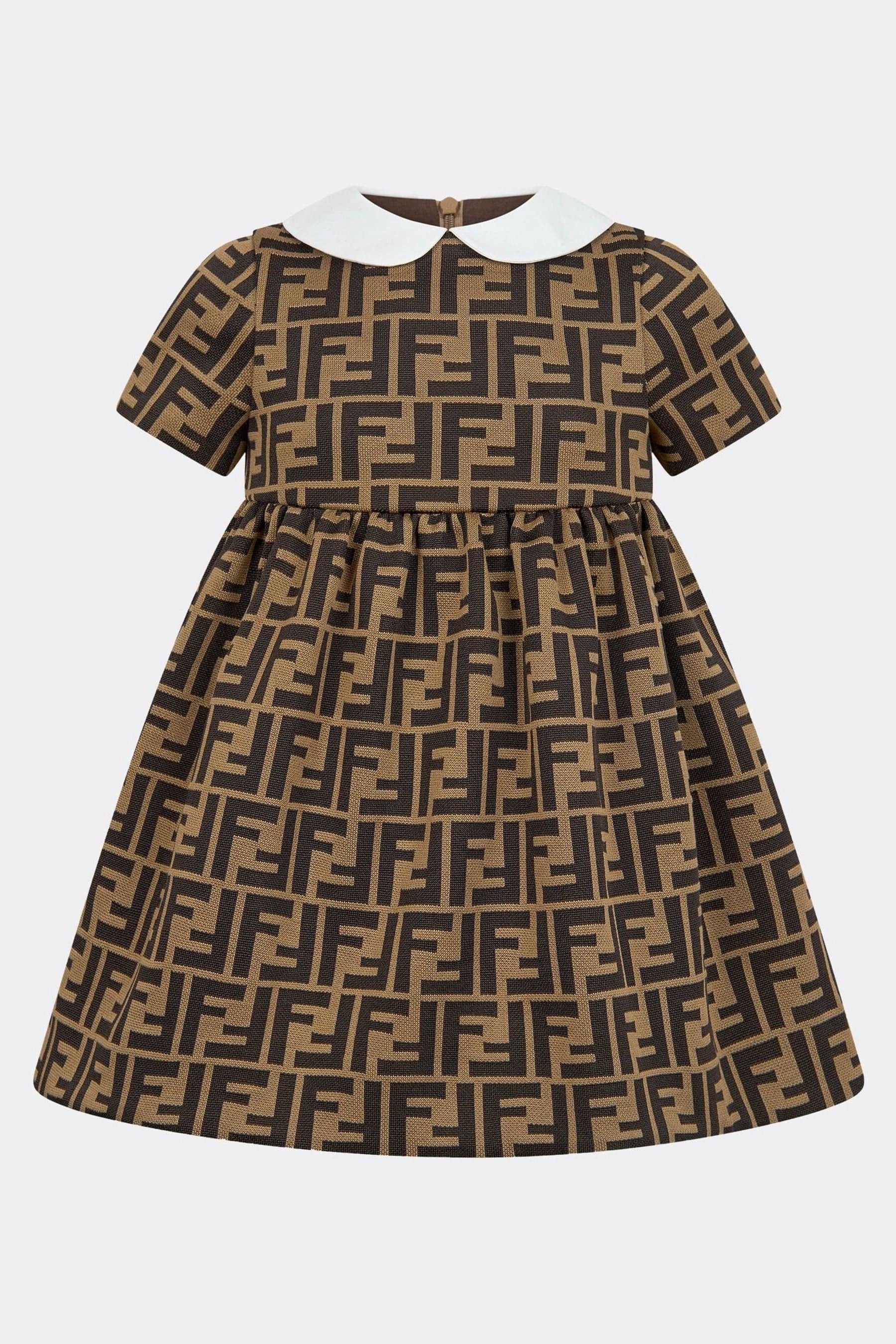 Fendi Baby Girls FF Logo Dress in Brown Clearance Latest