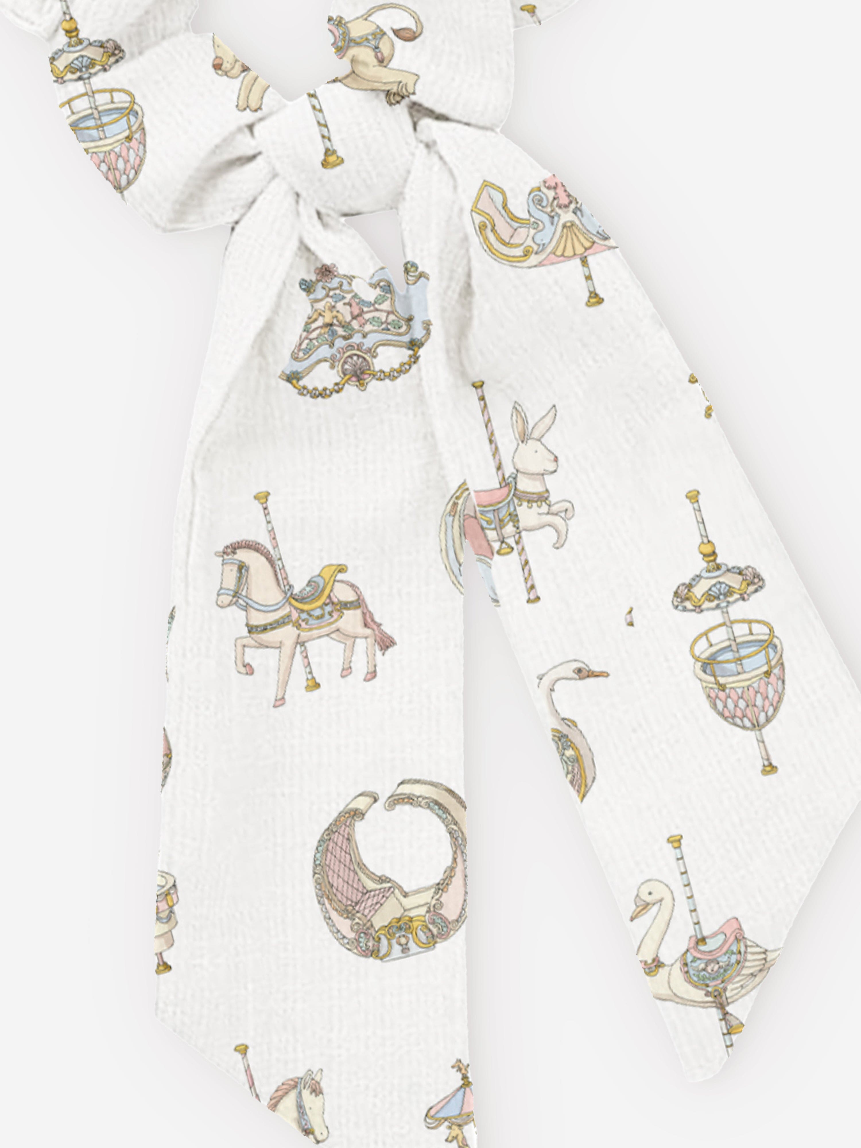 Atelier Choux Baby Girls Carousel Scrunchie in White Free Shipping In China