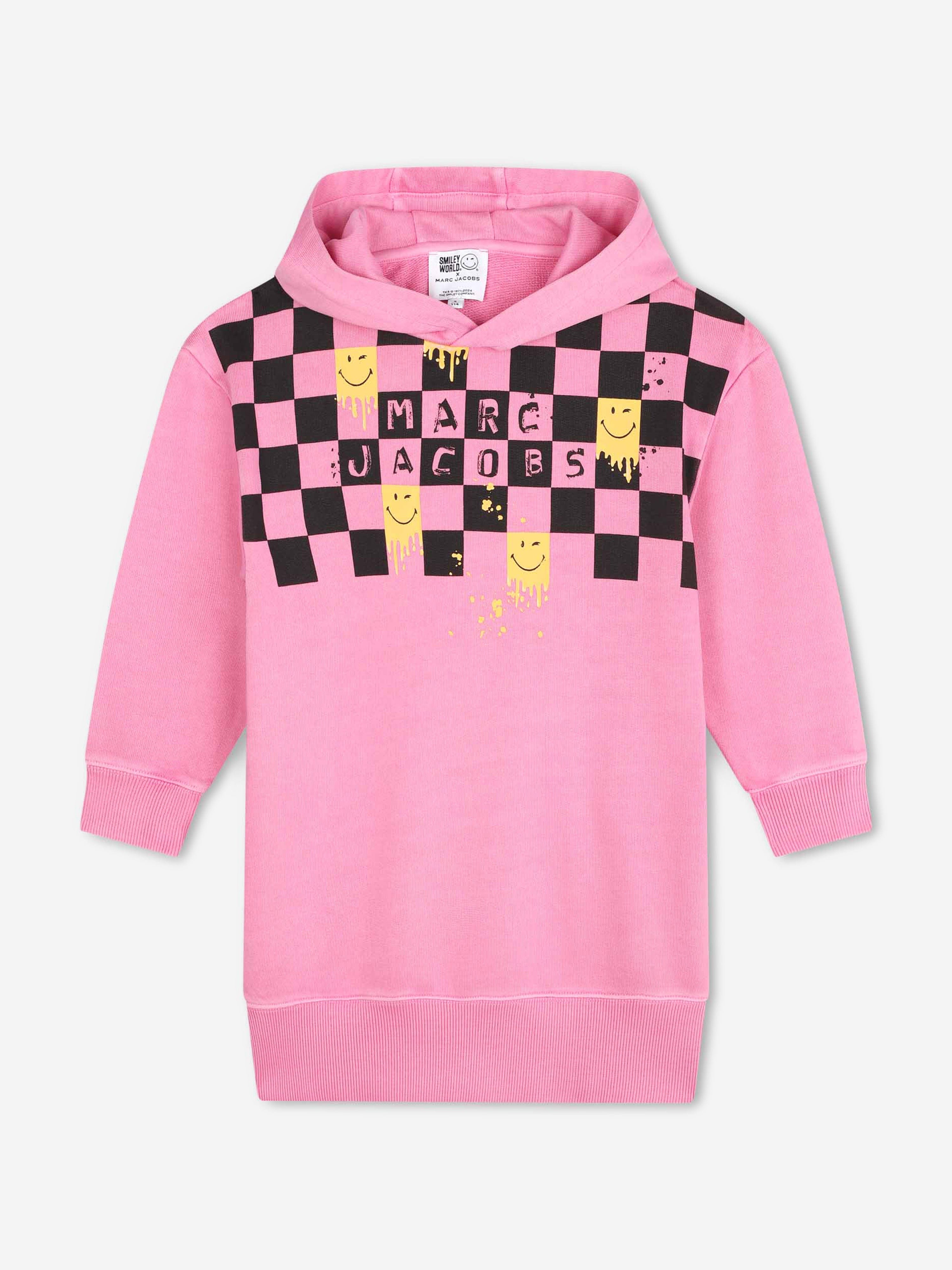 MARC JACOBS Girls Smiley World Hooded Sweater Dress in Pink Outlet Find Great