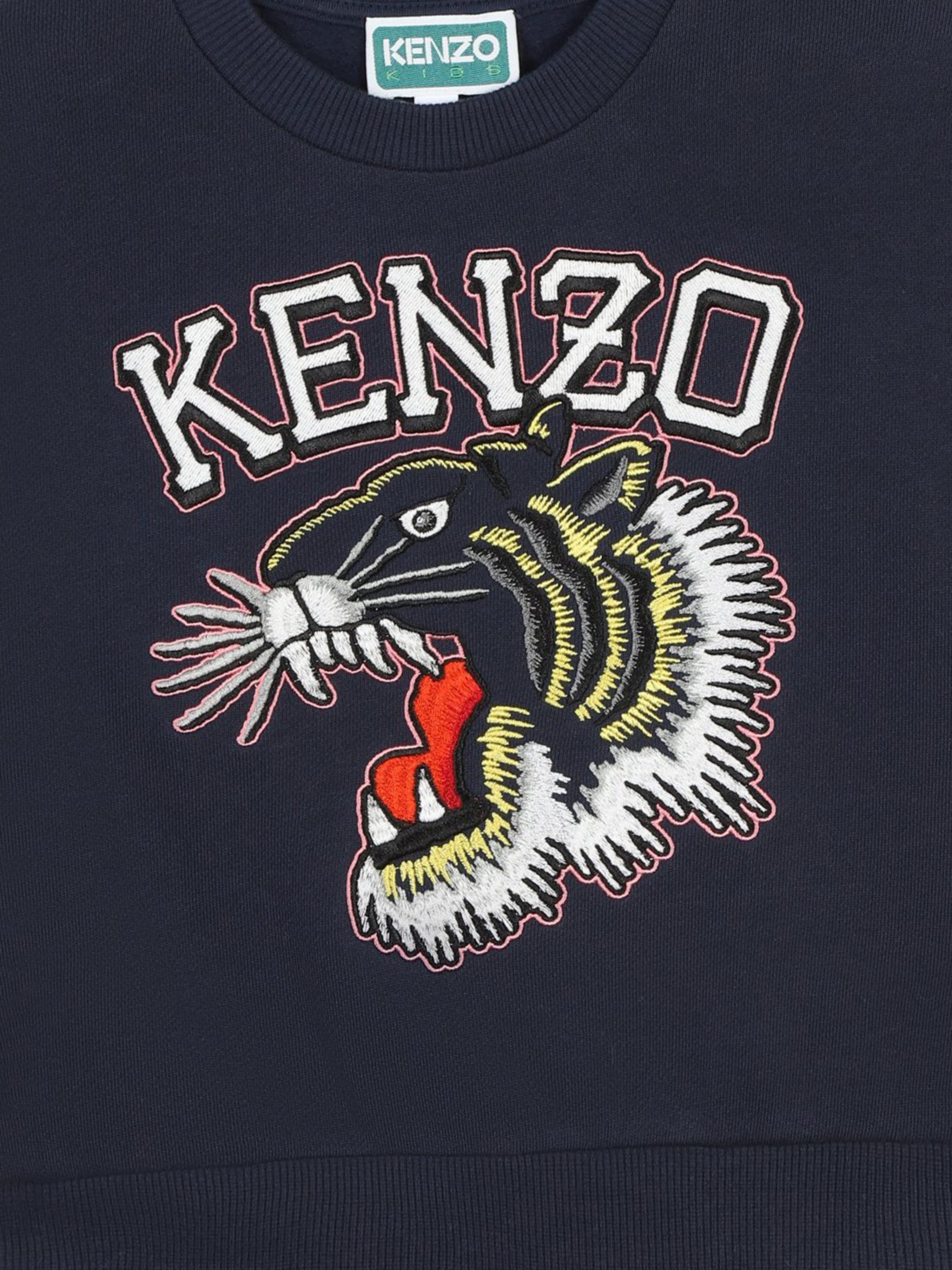 KENZO Girls Tiger Logo Sweatshirt in Navy Clearance Amazon