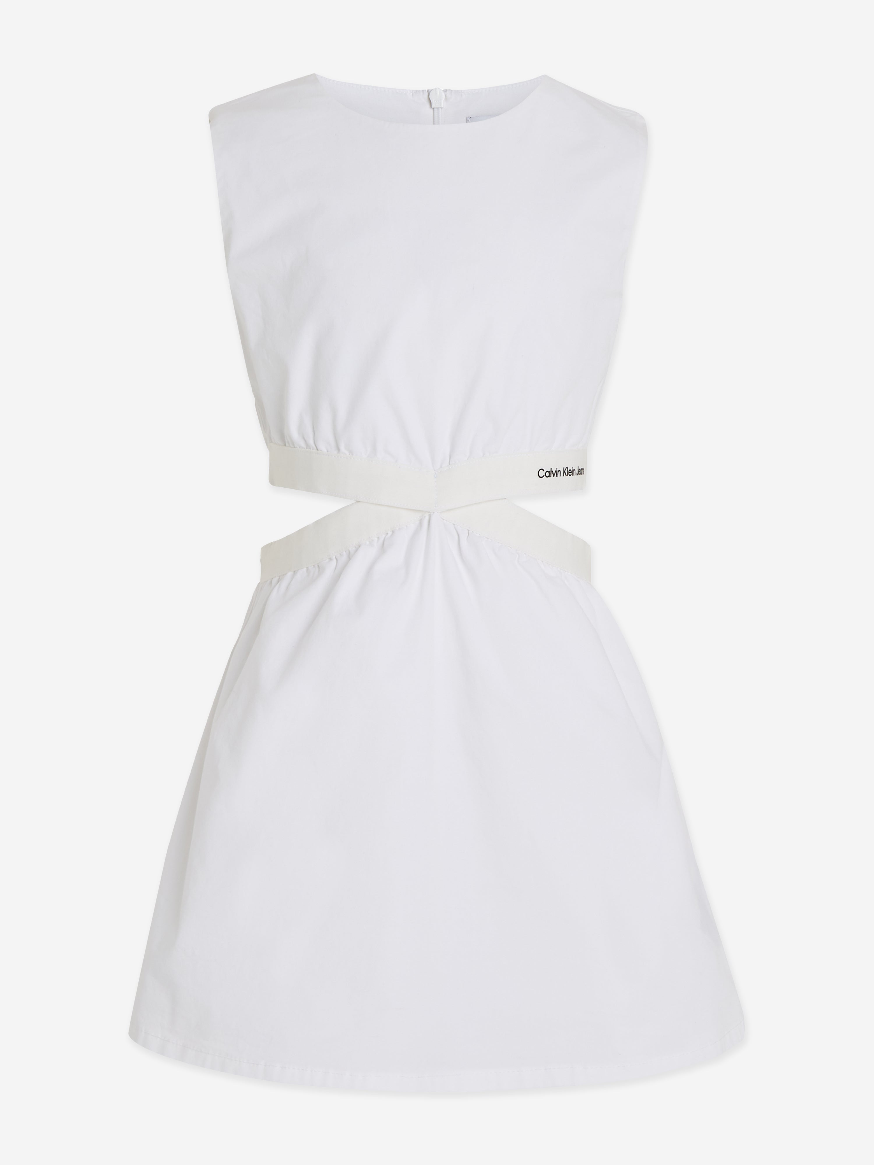 Calvin Klein Girls Minimalistic Tape Dress in White For Sale Online