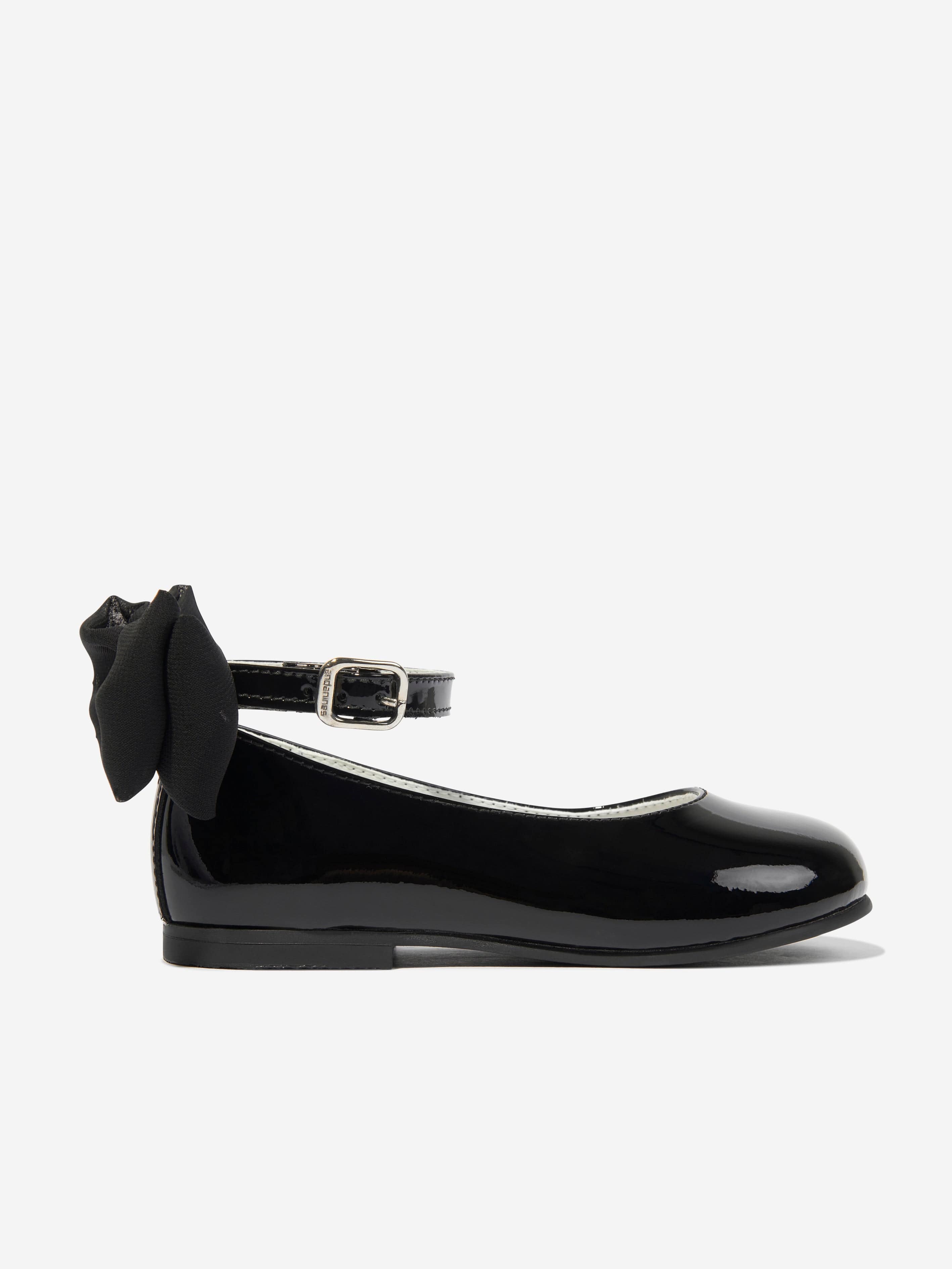 Andanines Girls Patent Leather Bow Shoes in Black Cheap Sale Outlet