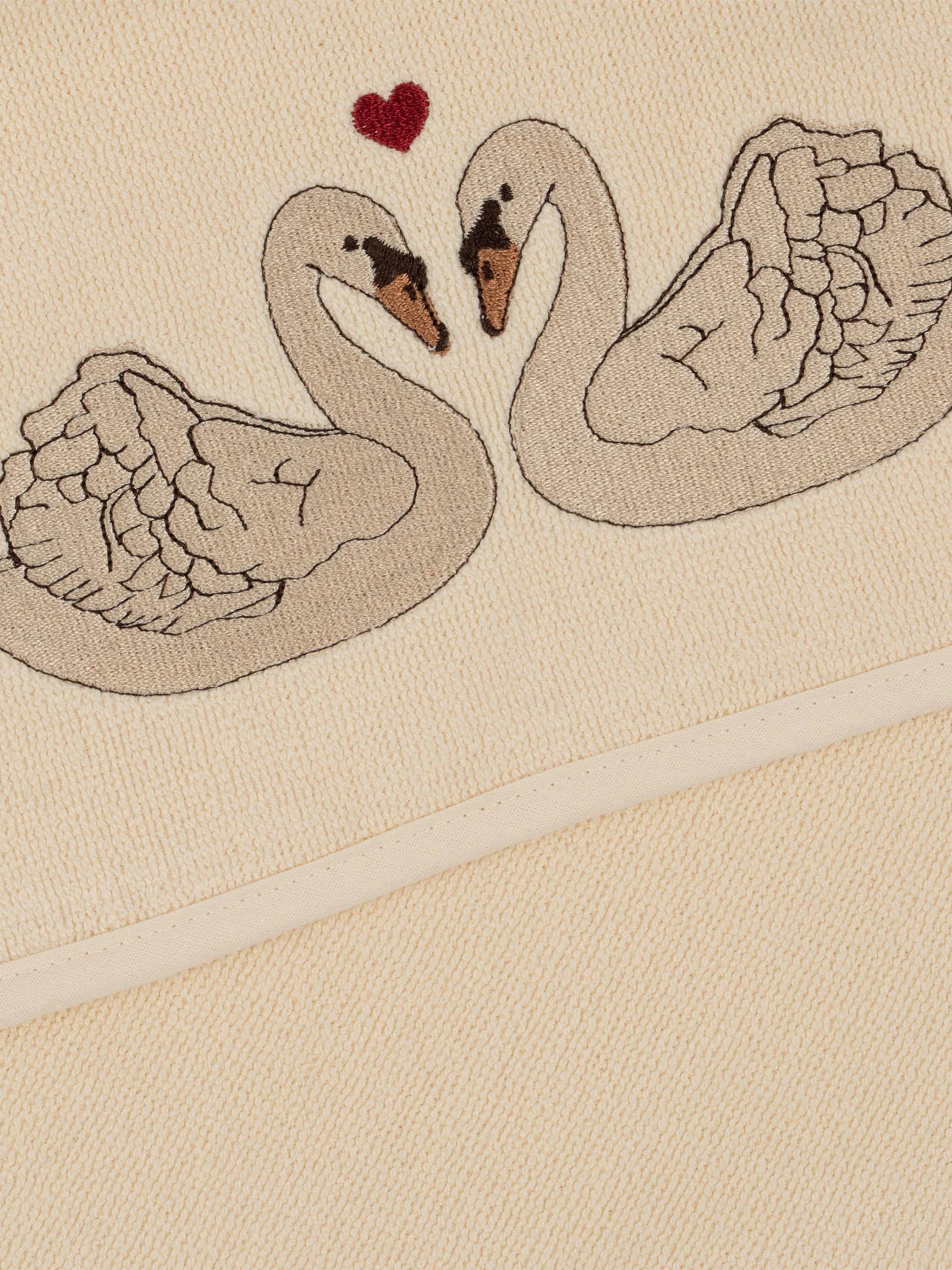 Konges Sljd Girls Embroidered Swan Terry Towel in Pink Marketable For Sale