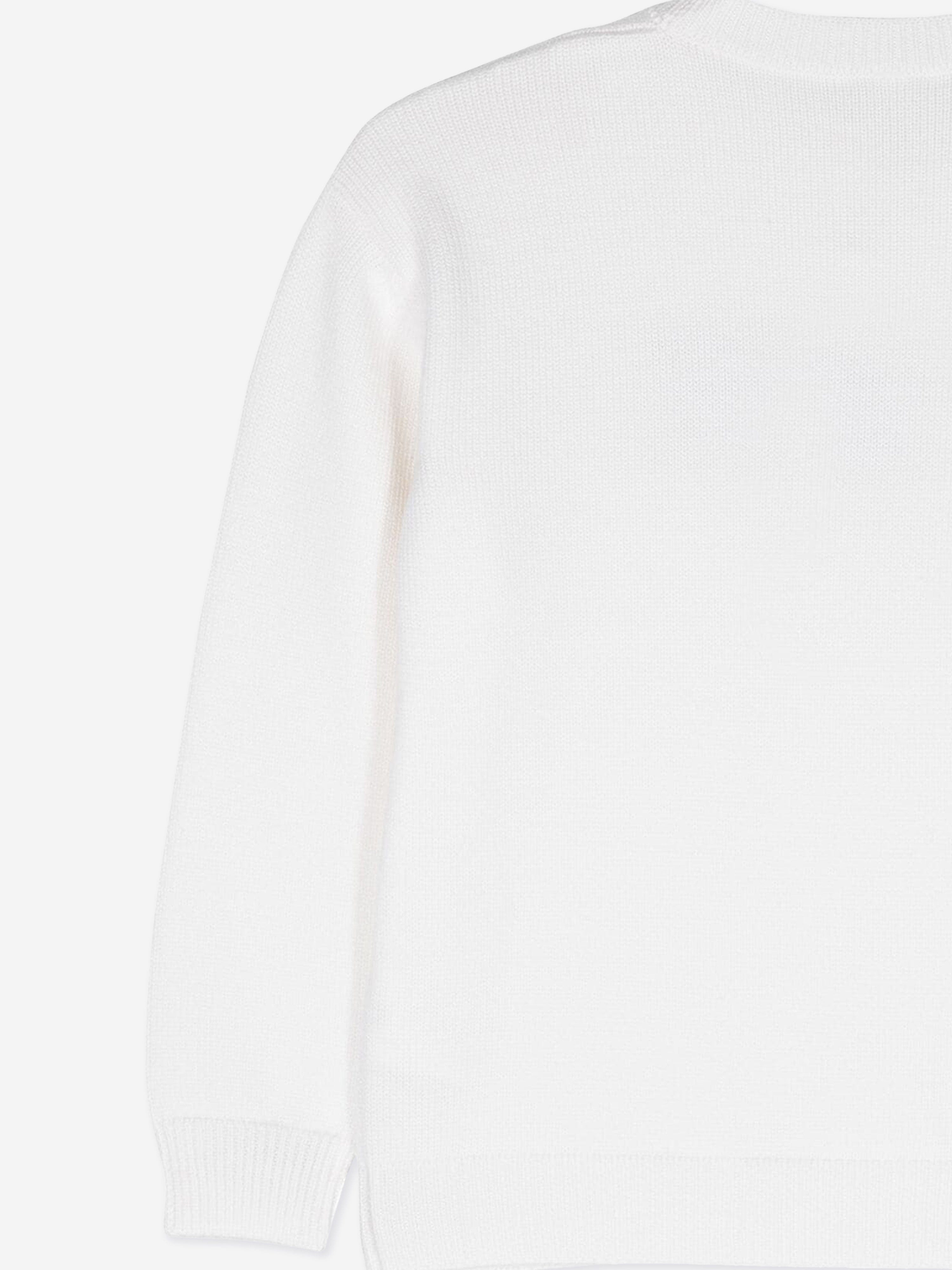 Fendi Kids Wool Knit Jumper in White Outlet Purchase