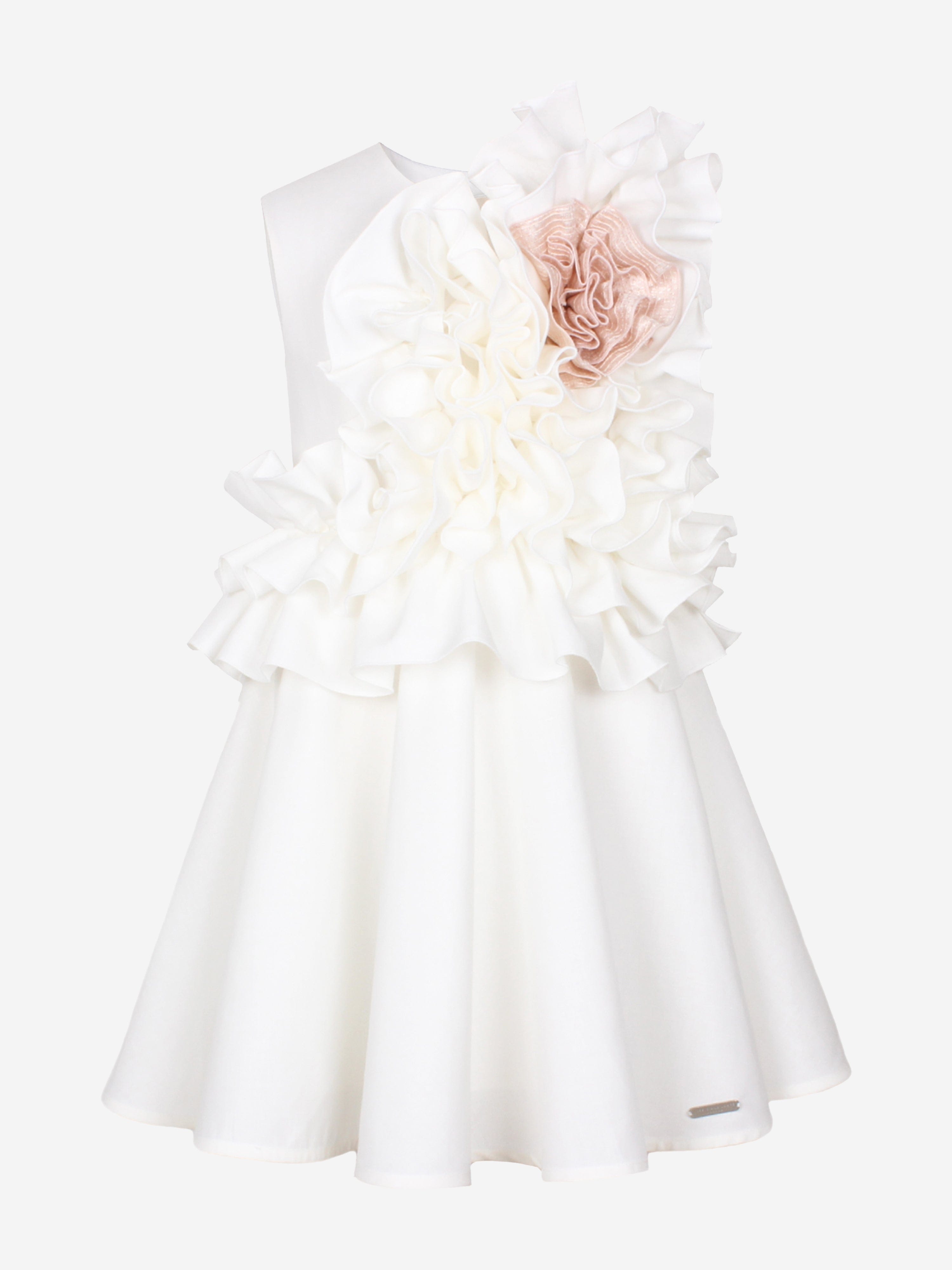 Girls Adage Ruffle Flower Dress in White Clearance Visit New