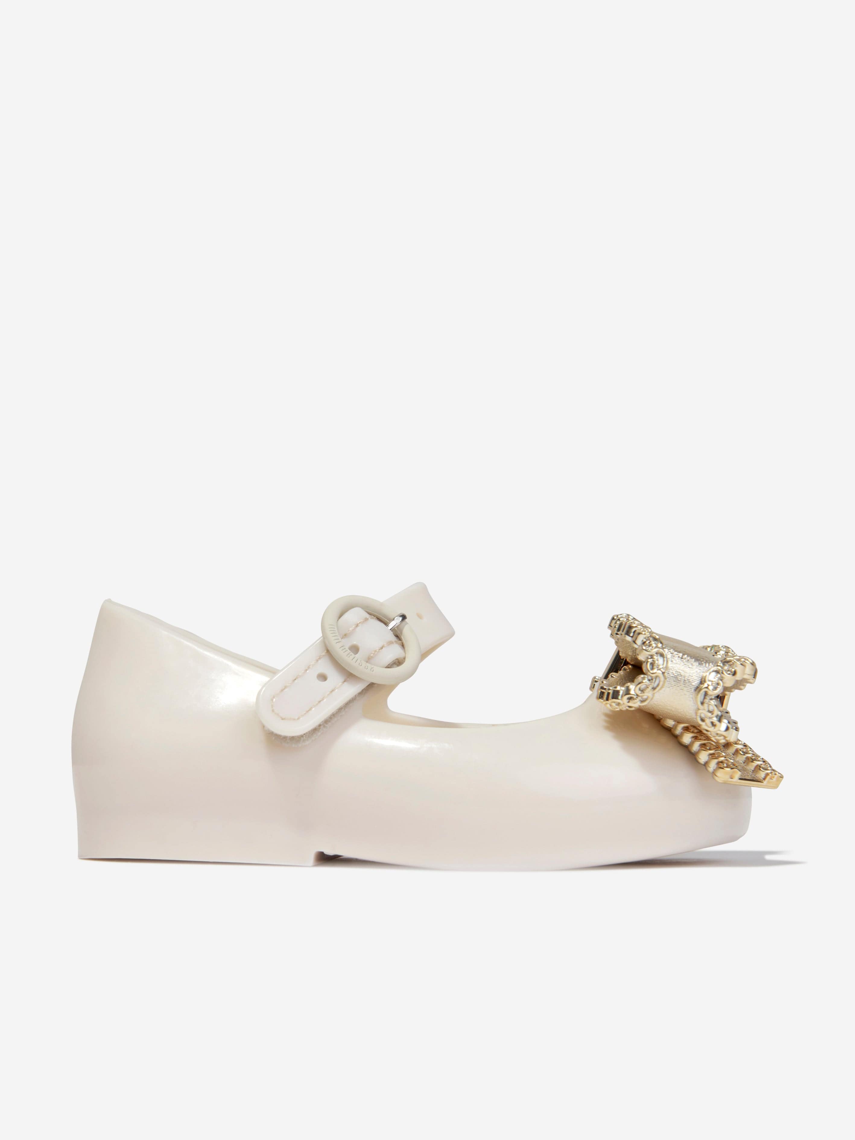 Mini Melissa Girls Mini Sweet Love Bow Jelly Ballerinas in Beige Low Cost