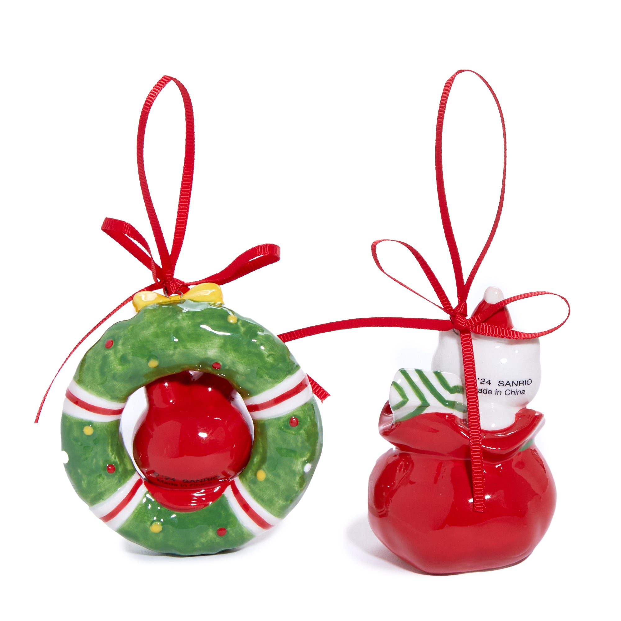 Hello Kitty and My Melody 2-pc Holiday Ceramic Ornament Set (Red) Clearance 2025 New