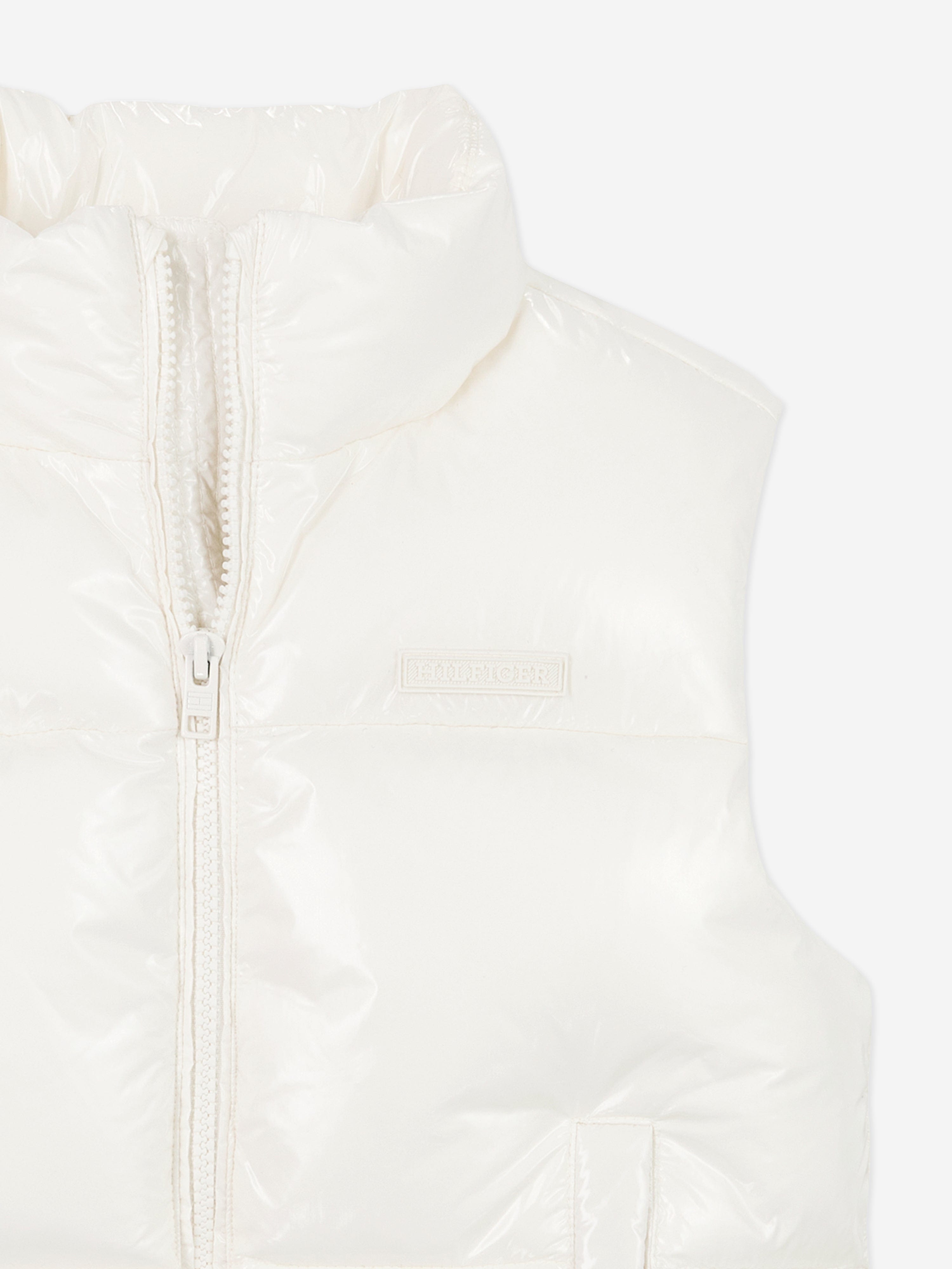 Tommy Hilfiger Girls New York Glossy Puffer Gilet in White Latest Cheap Online