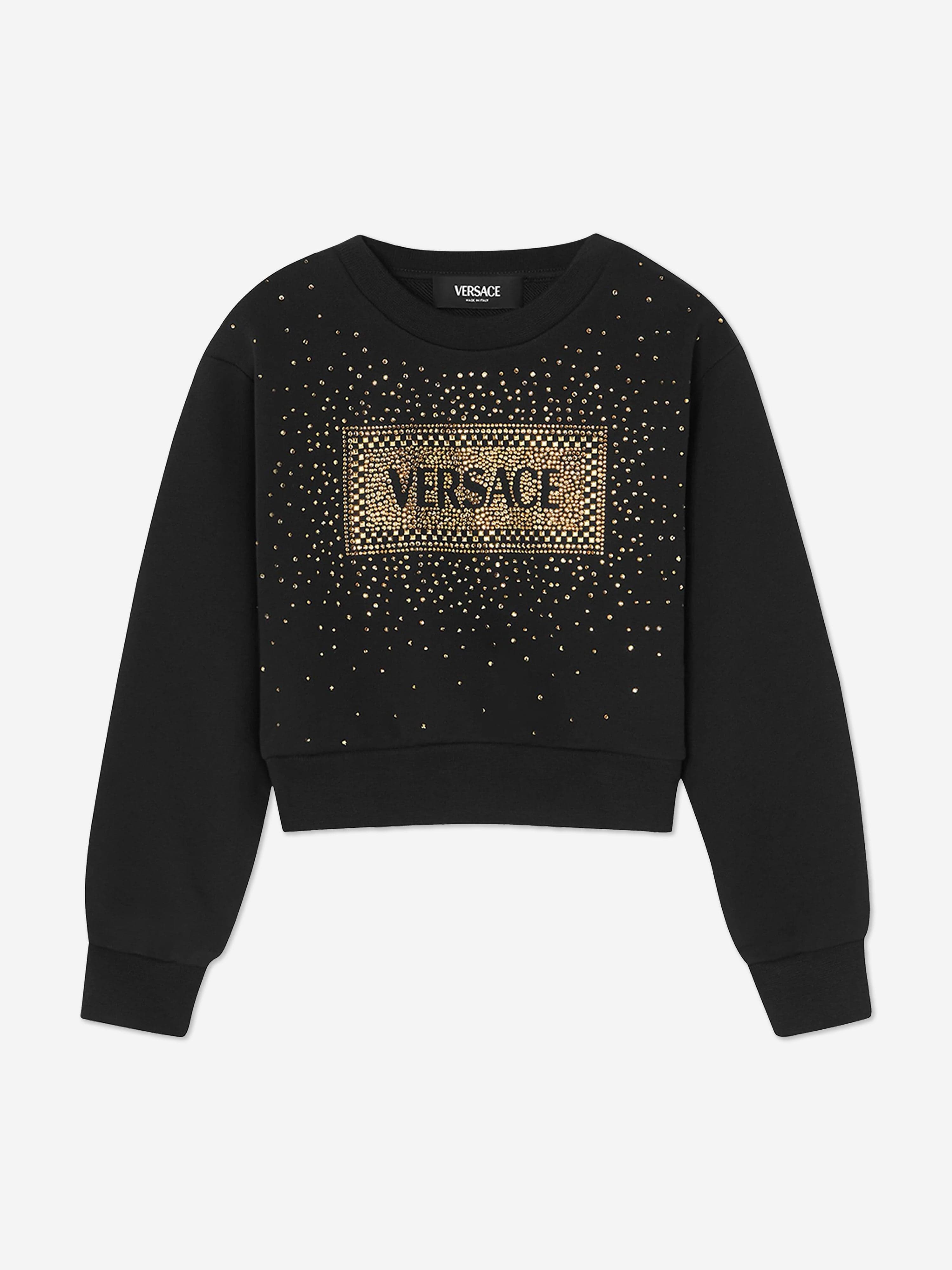 Versace Girls Diamante Logo Sweatshirt in Black Free Shipping For Cheap