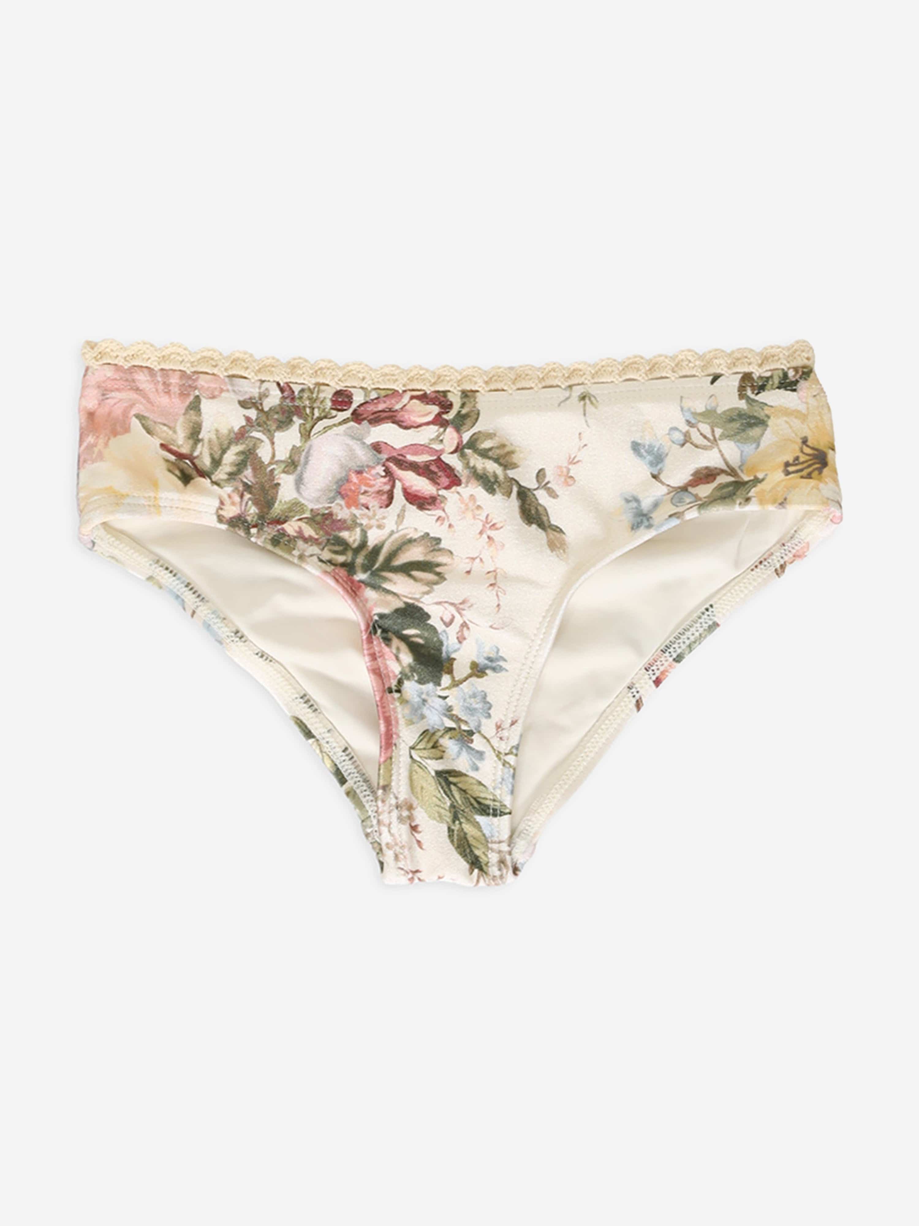 Zimmermann Girls Floral Waverly Trim Frill Bikini in Cream For Sale Finishline