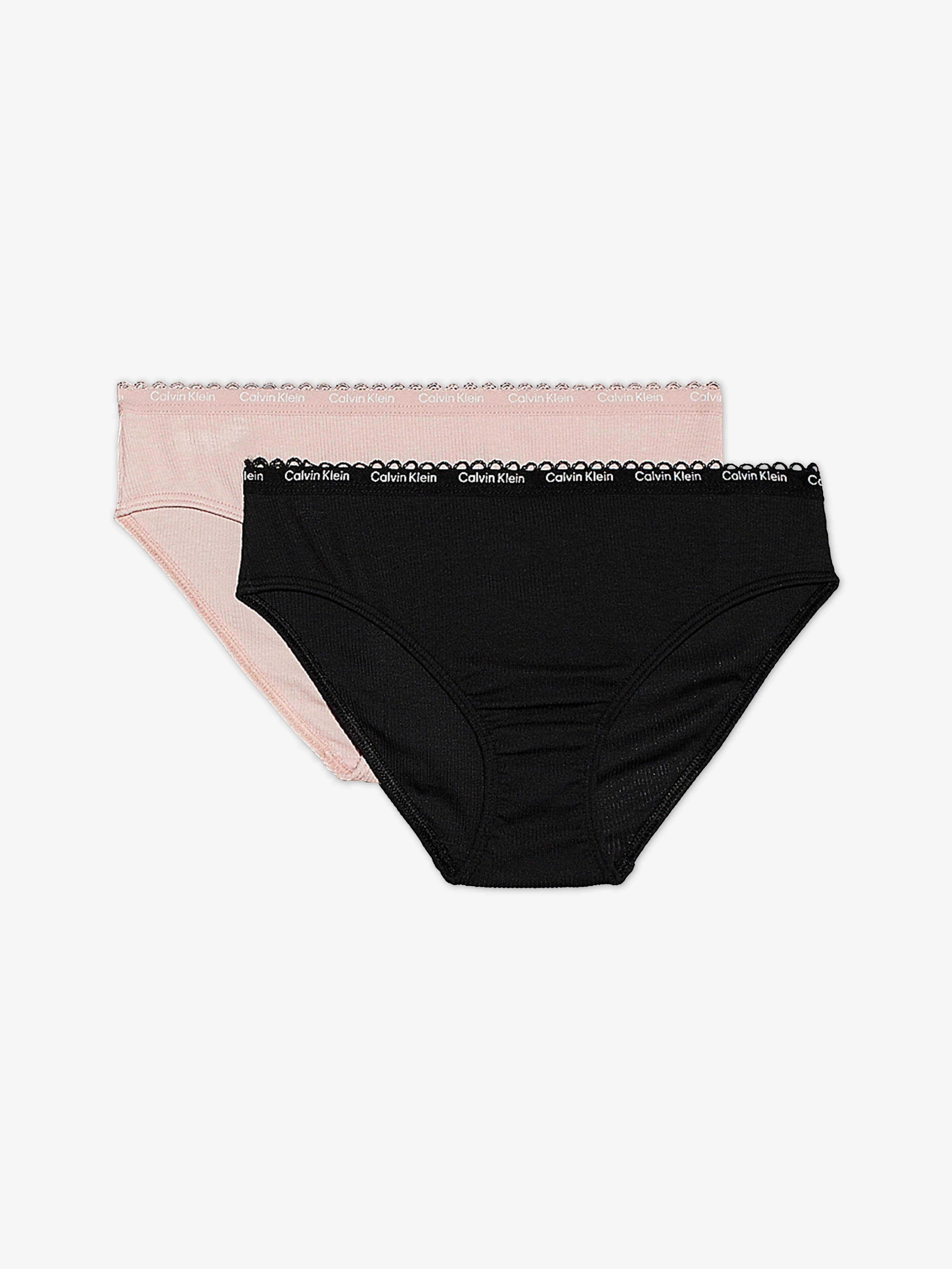 Calvin Klein Girls 2 Pack Bikini Knickers Set in Multicolour Free Shipping New Styles