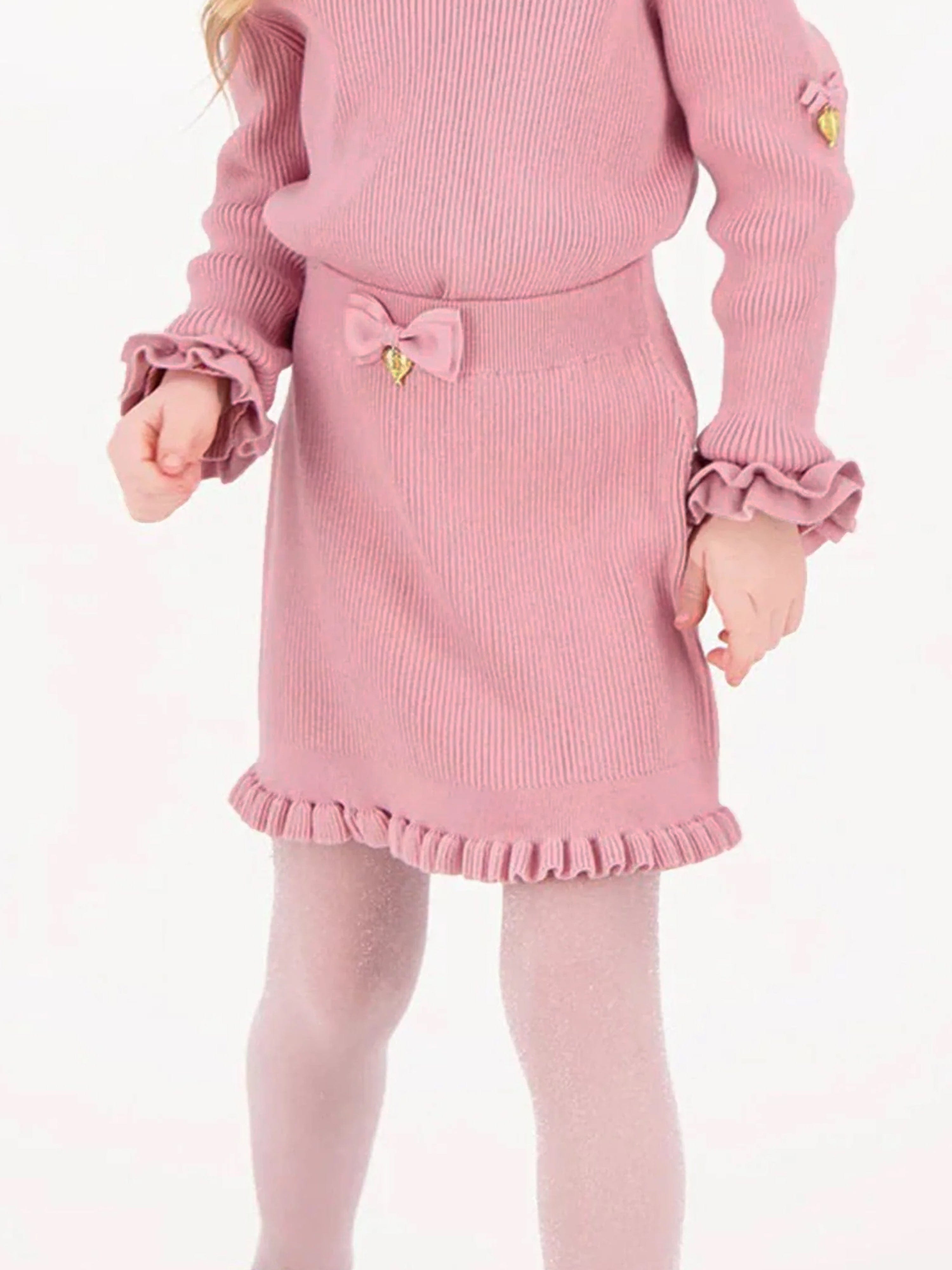 Angels Face Girls Troy Rib Knitted Skirt in Pink Free Shipping Cheap Pice