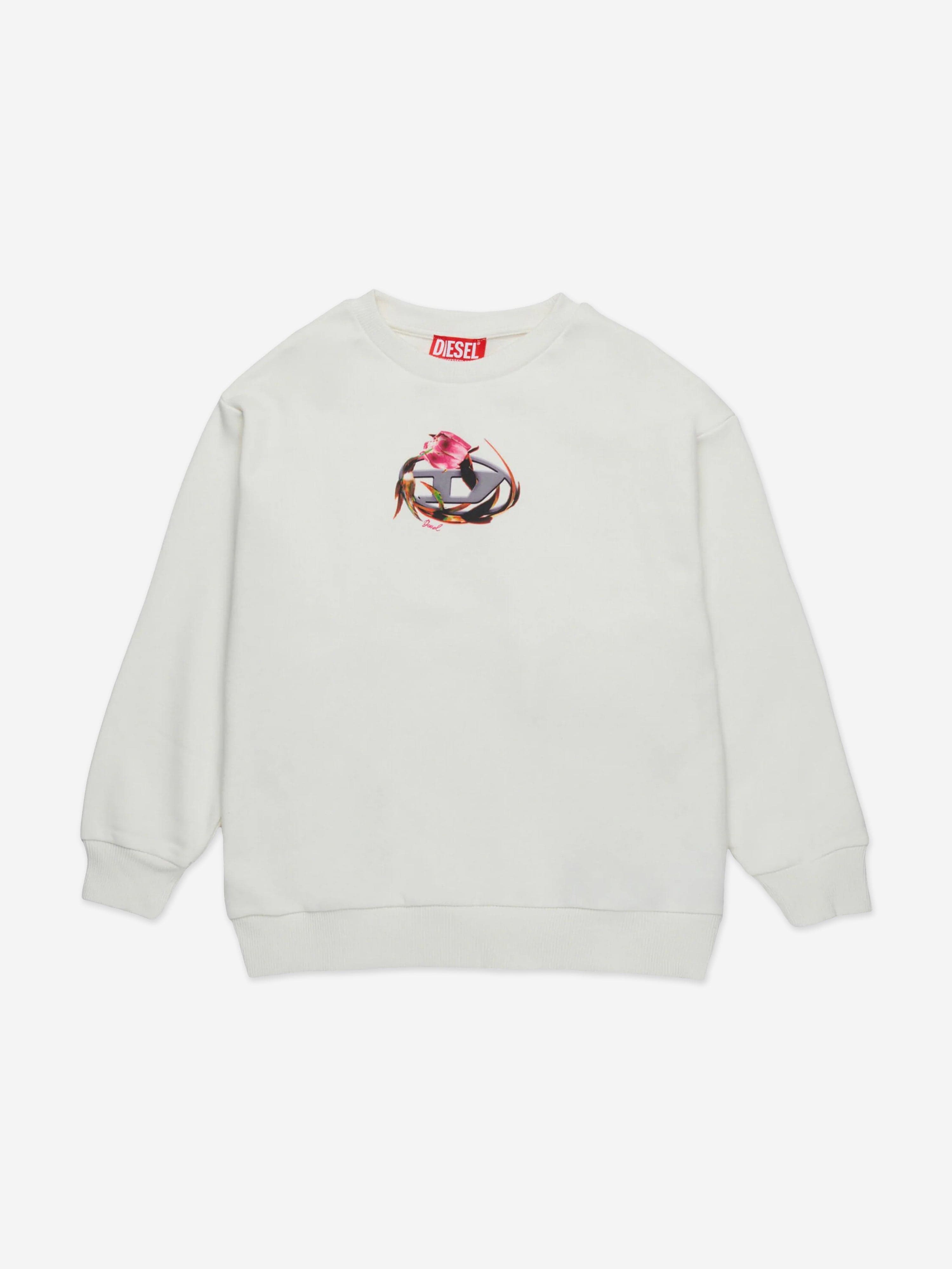 Diesel Girls Seruffix Logo Sweatshirt in Grey Huge Surprise Cheap Pice