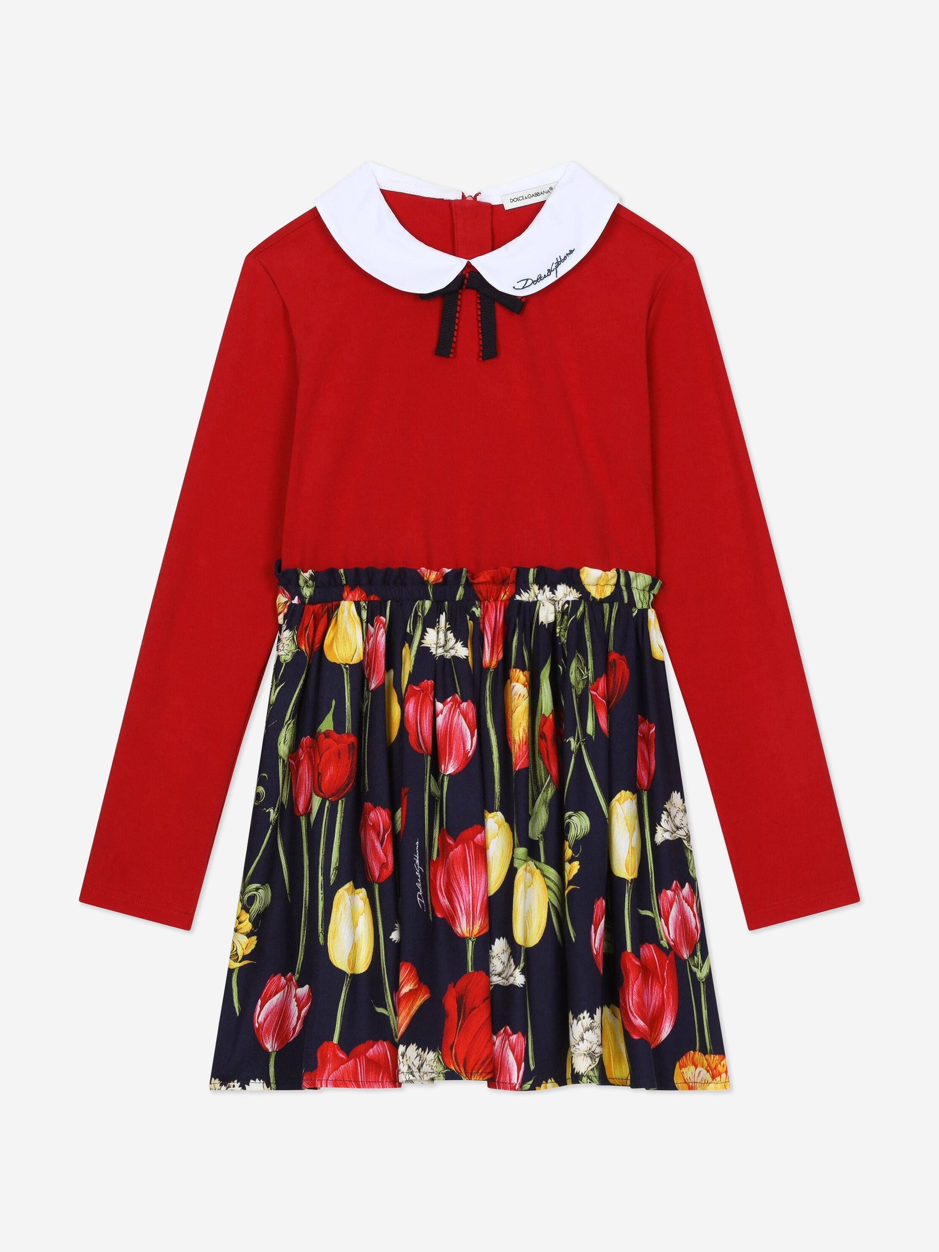 Dolce & Gabbana Girls Tulip Dress in Red Clearance Good Selling