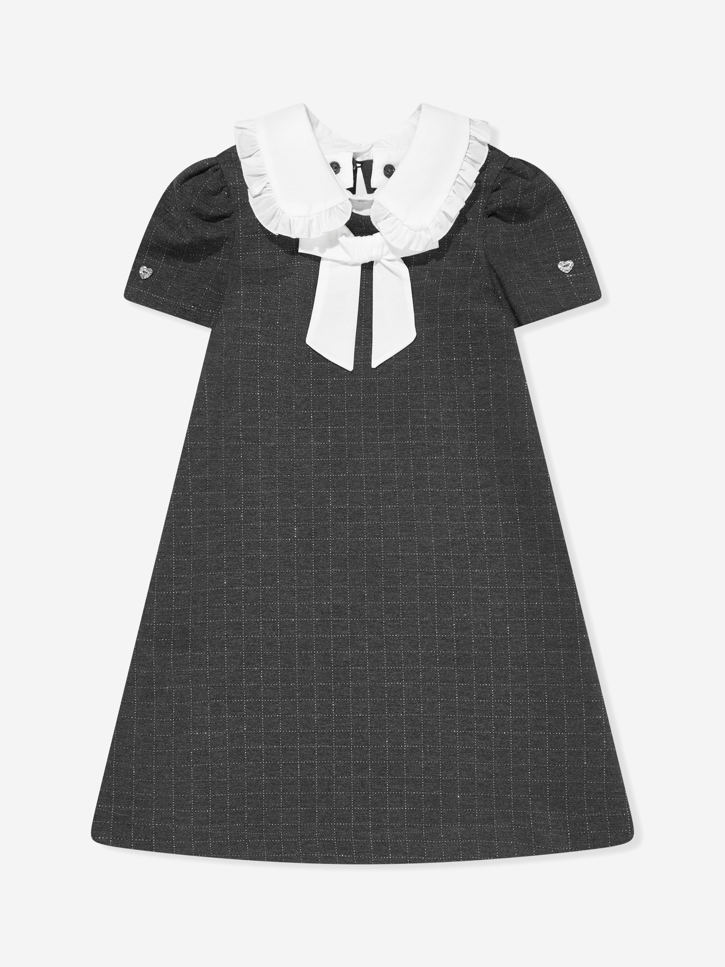 Monnalisa Girls Check Milano Punto Dress in Grey Sast Sale Online