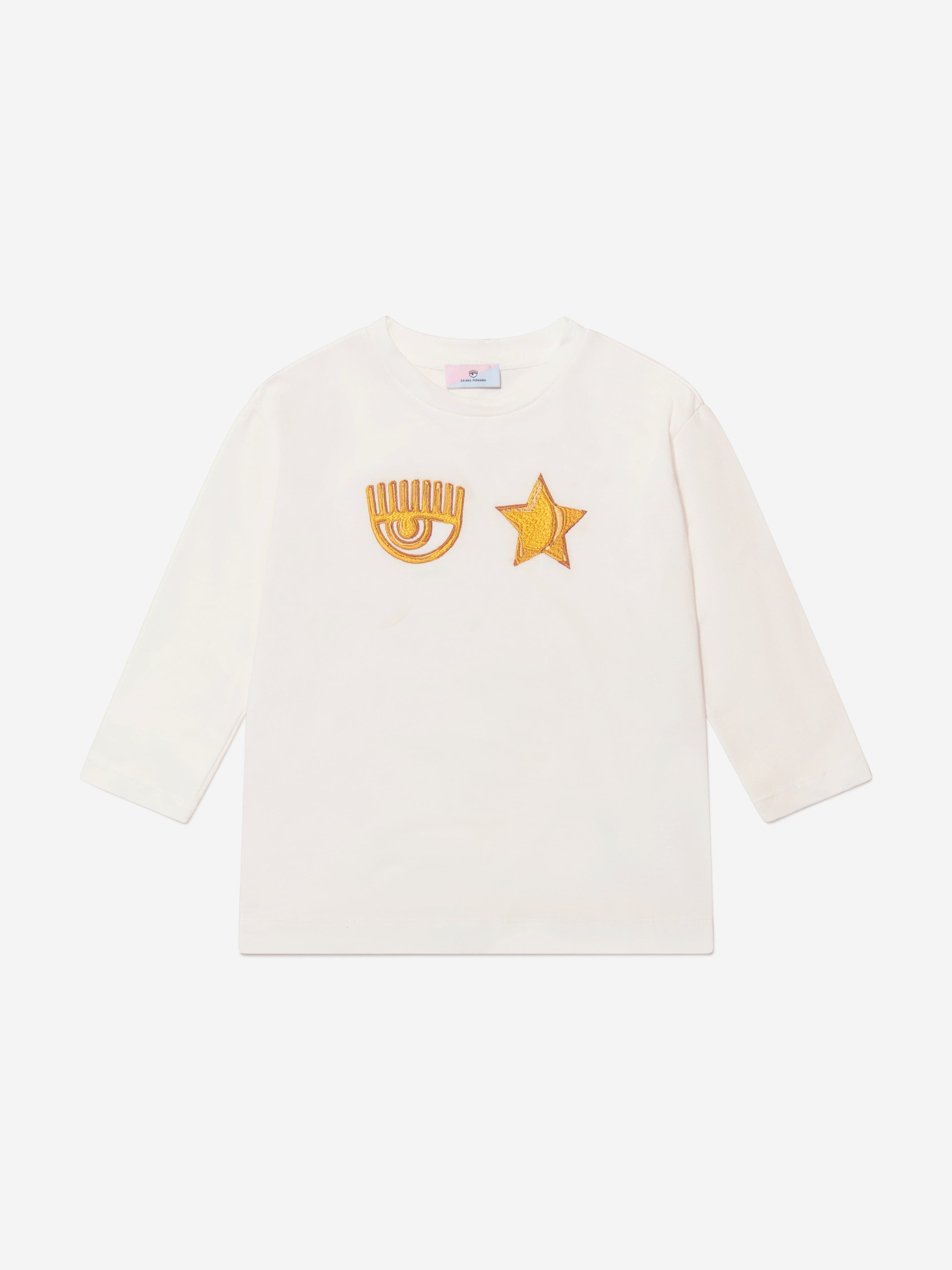 Chiara Ferragni Girls Long Sleeve Eyestar Maxi T-Shirt 100% Original Sale Online