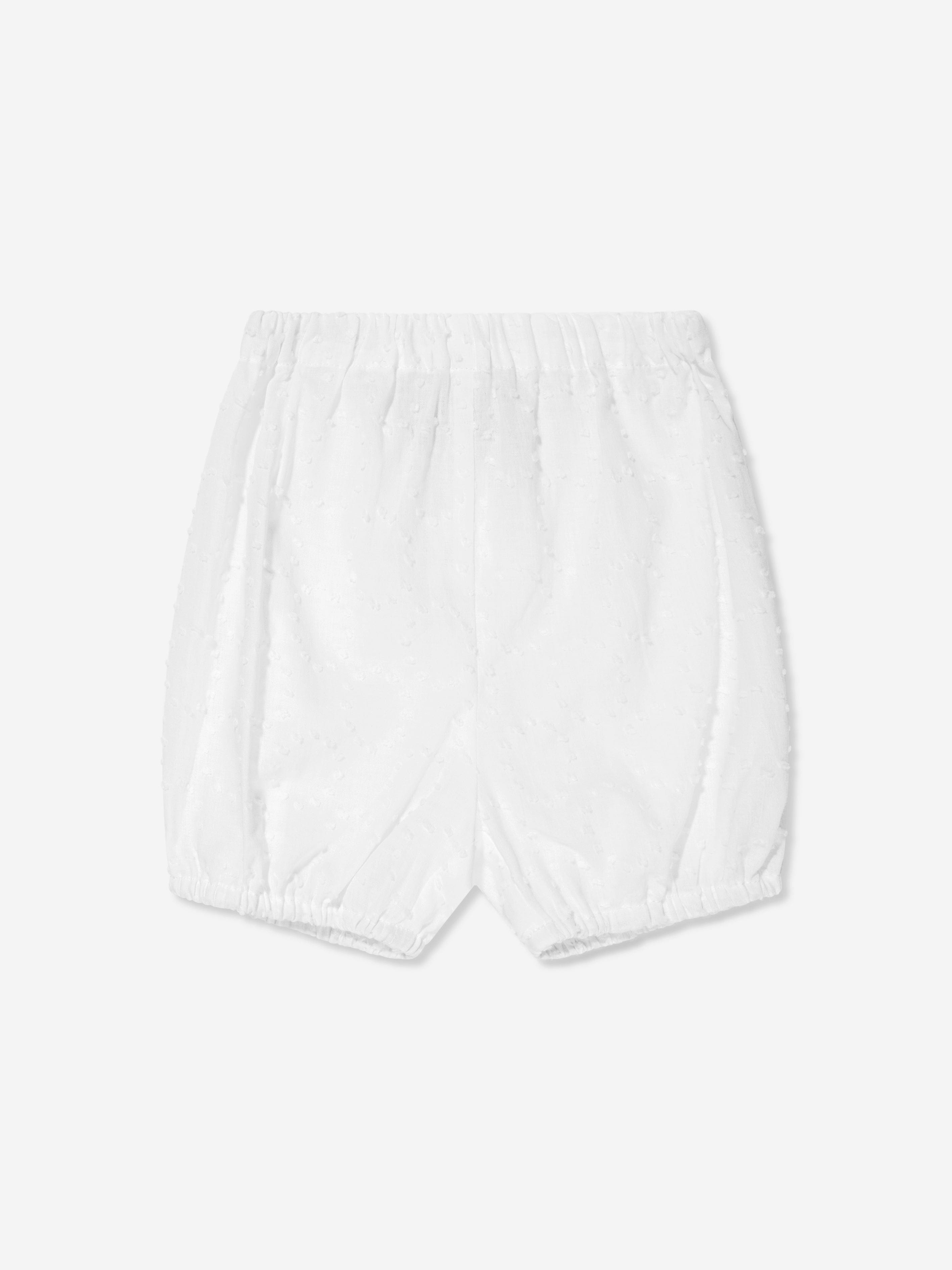 Rachel Riley Baby Girls Swiss Dot Smocked Dress And Bloomers in Ivory Discount Manchester
