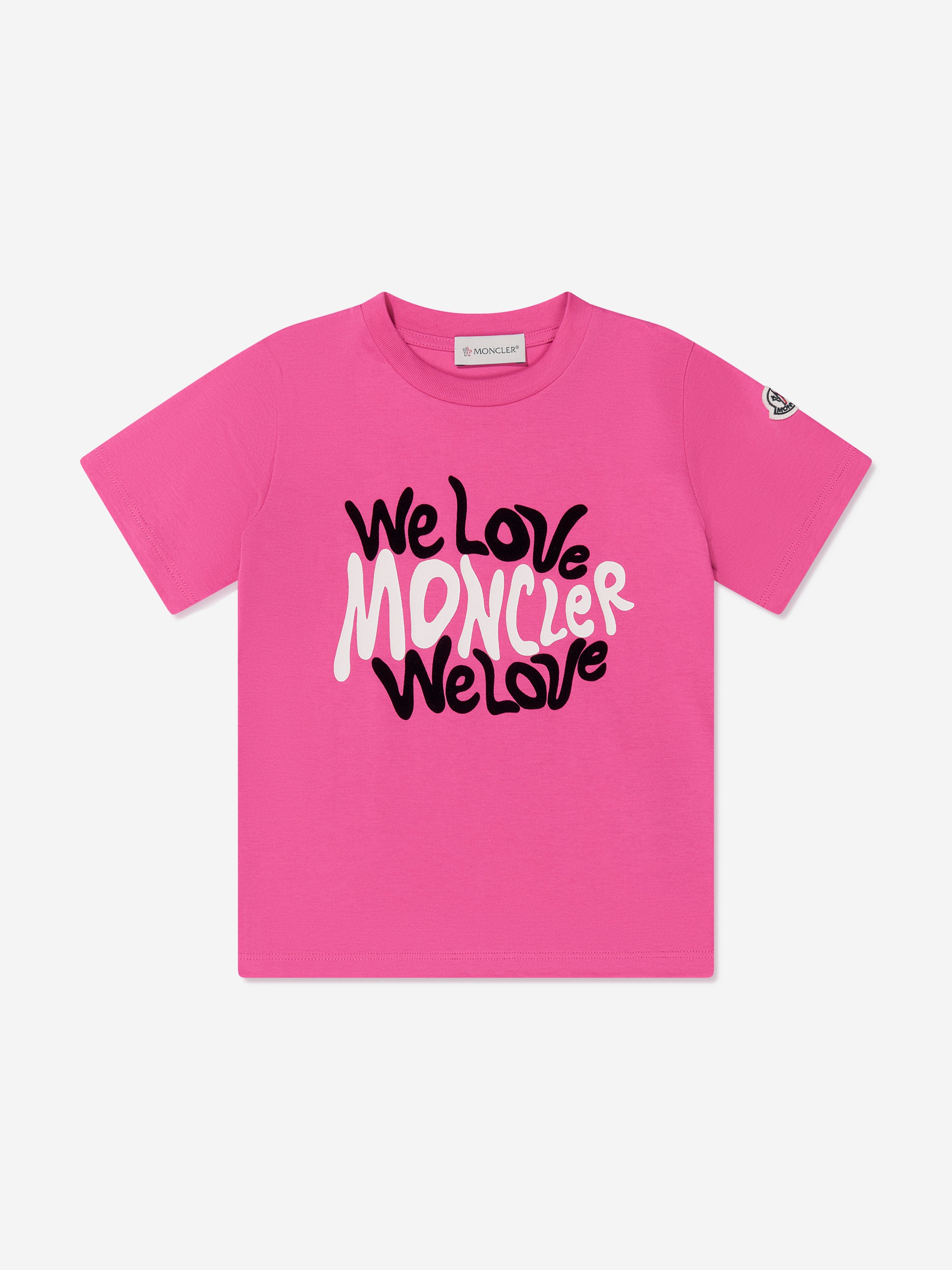 Moncler Enfant Girls Logo Print T-Shirt in Pink Official Site For Sale