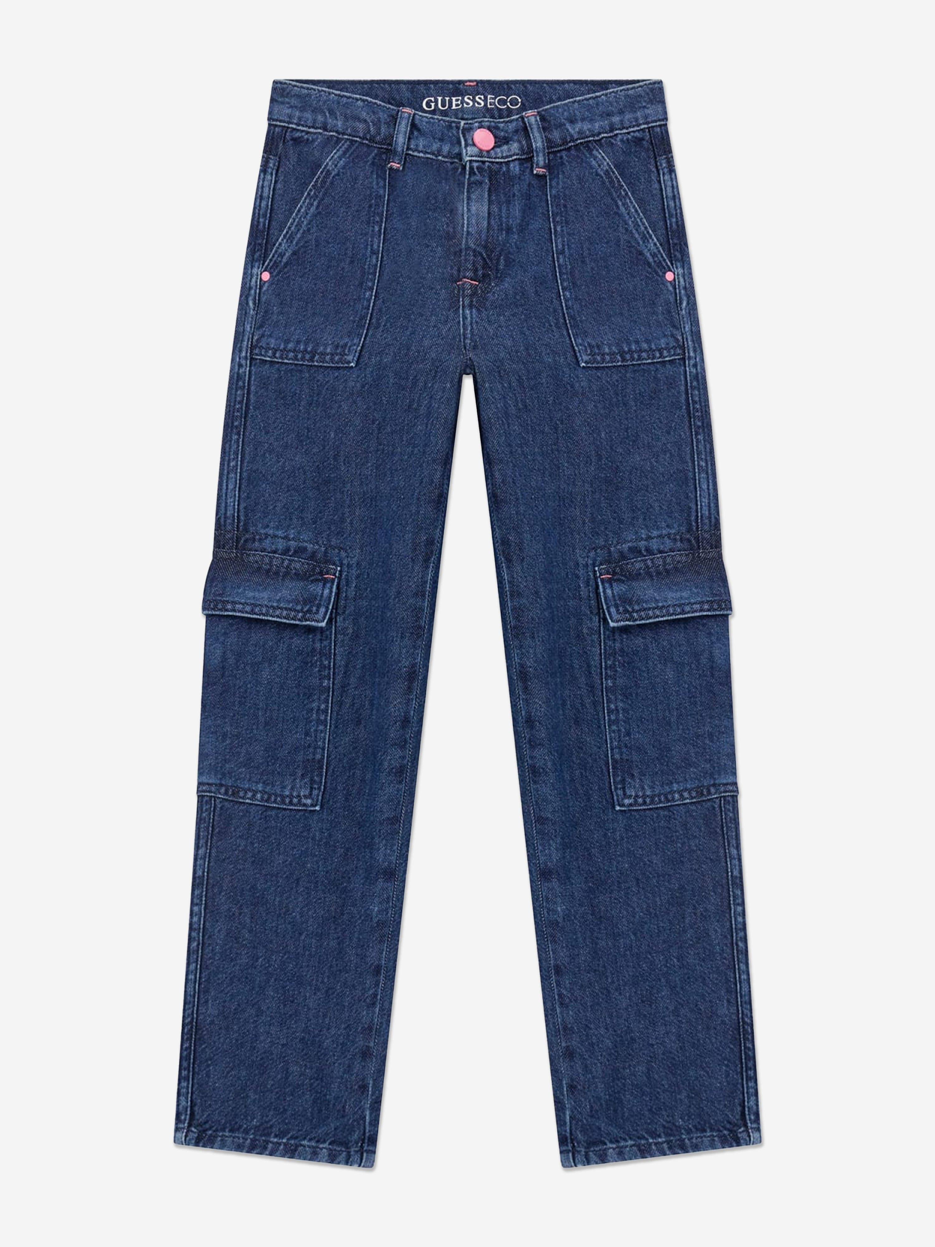 Guess Girls Tencel Cargo Trousers in Blue For Sale Cheap Pice From China