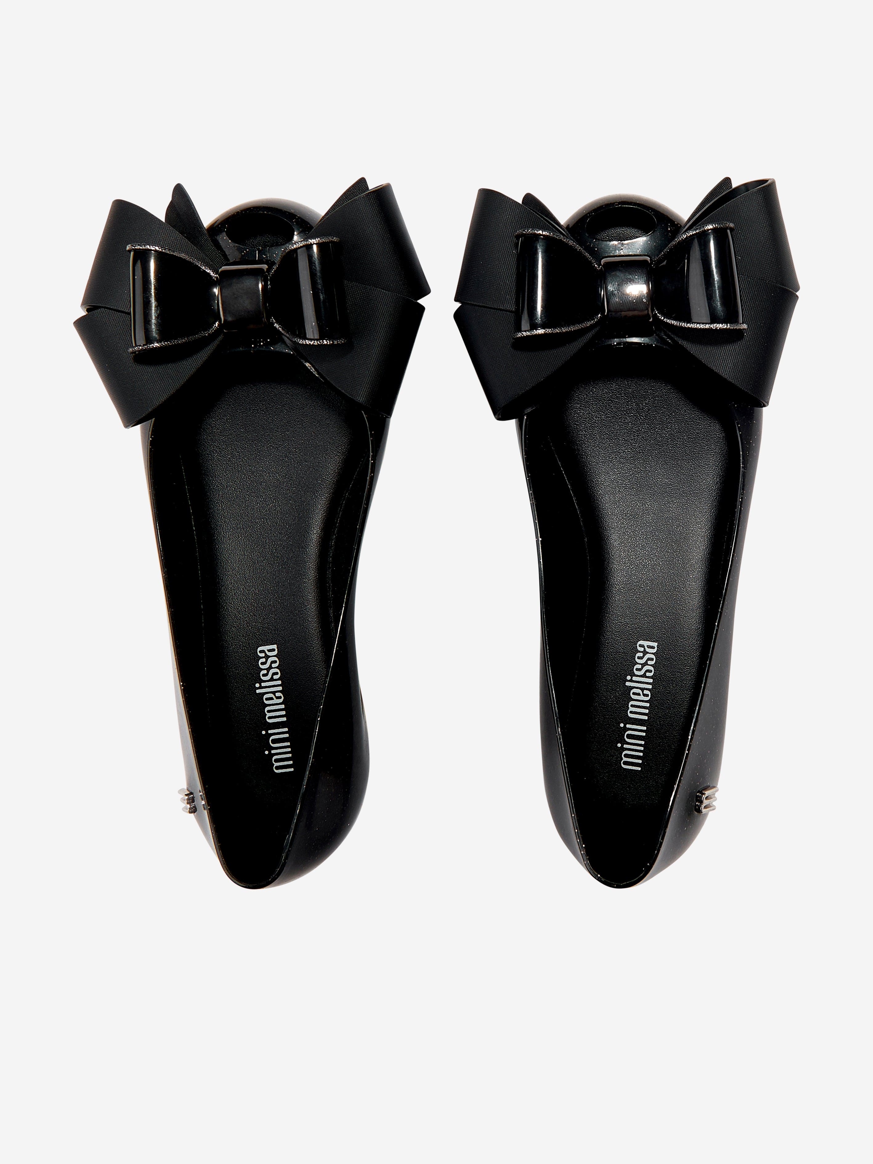 Mini Melissa Girls Mini Ultragirl Fab Bow Ballerinas in Black For Sale Online