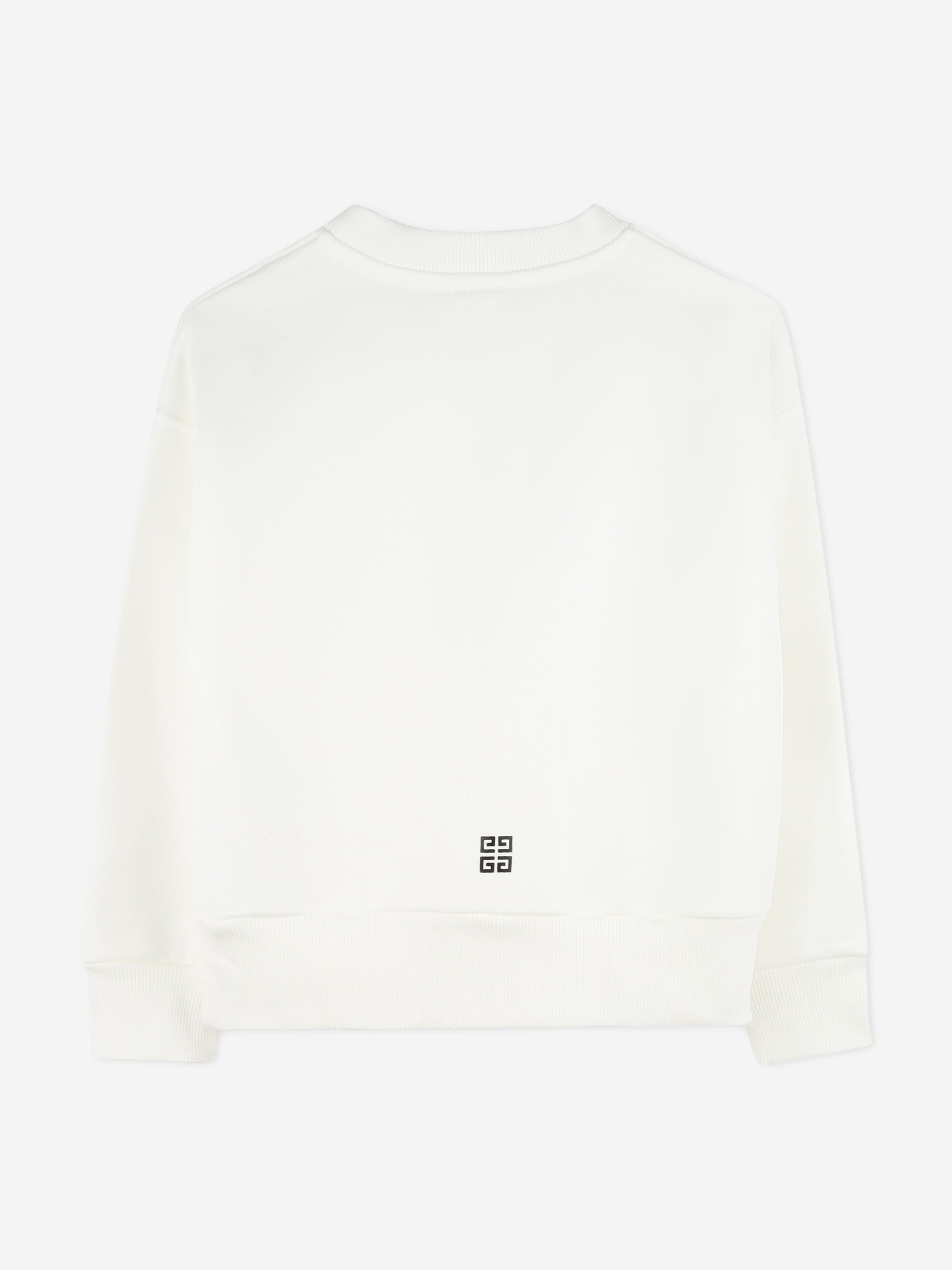 Givenchy Girls Logo Print Sweatshirt in Ivory Wiki For Sale