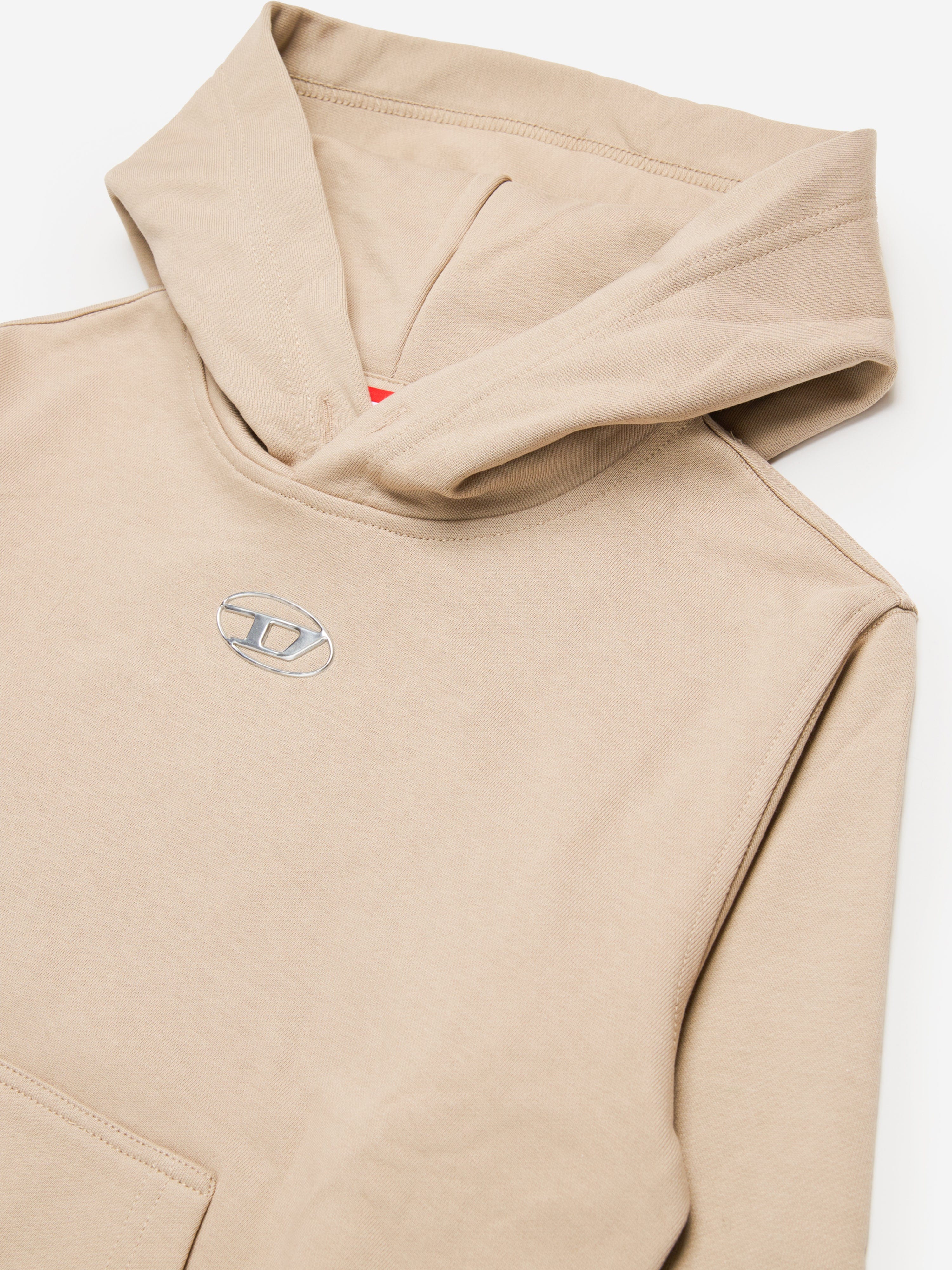Diesel Kids Logo Hoodie in Beige Cheap Sale Professional