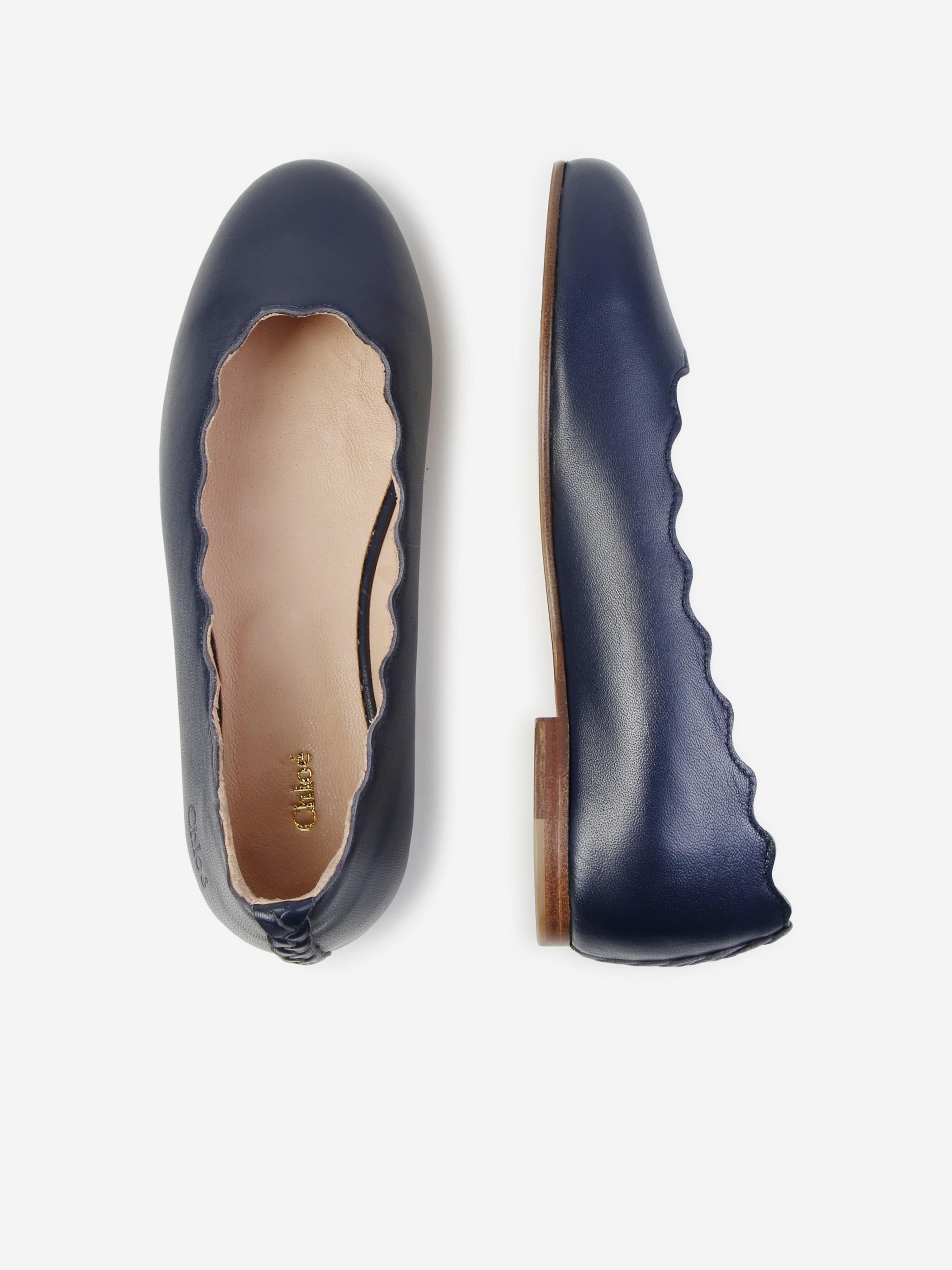Chlo¨¦ Girls Leather Ballerina Shoes in Navy In China Online