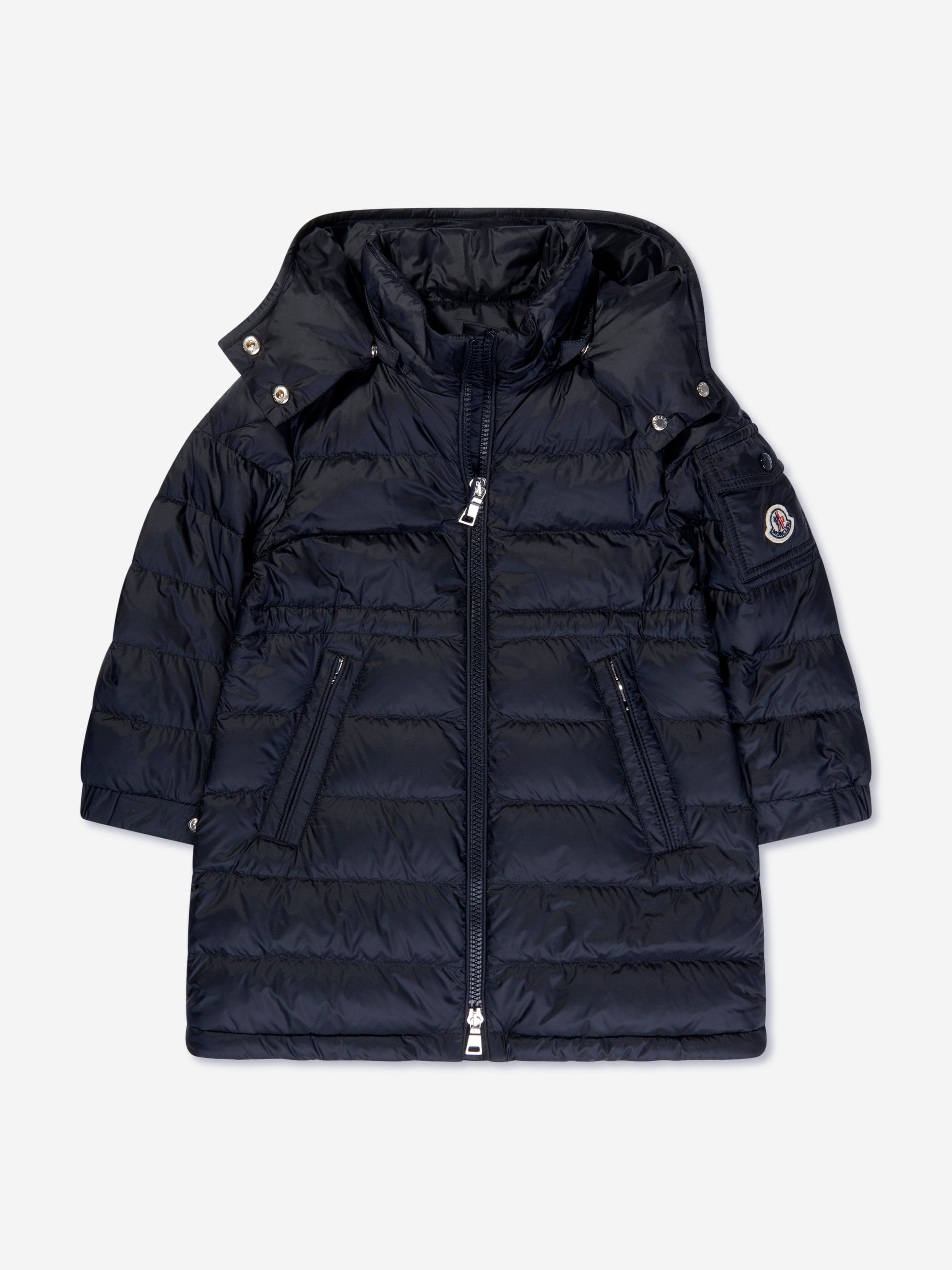 Moncler Enfant Girls Down Padded Meillon Long Parka in Navy Cheap Pice Cost