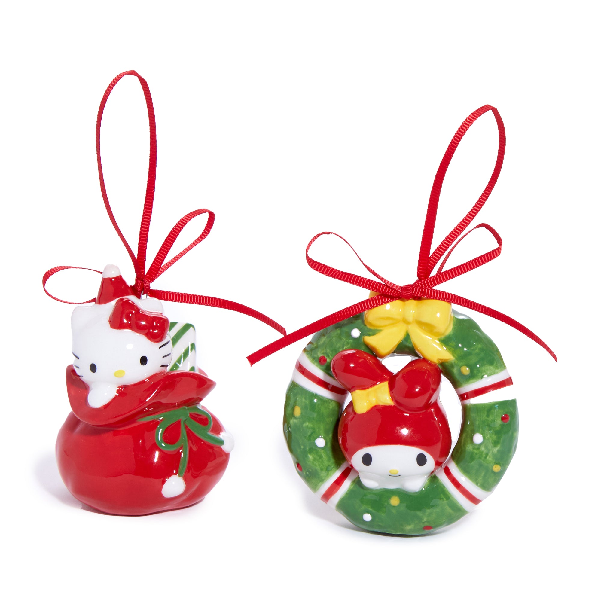 Hello Kitty and My Melody 2-pc Holiday Ceramic Ornament Set (Red) Clearance 2025 New
