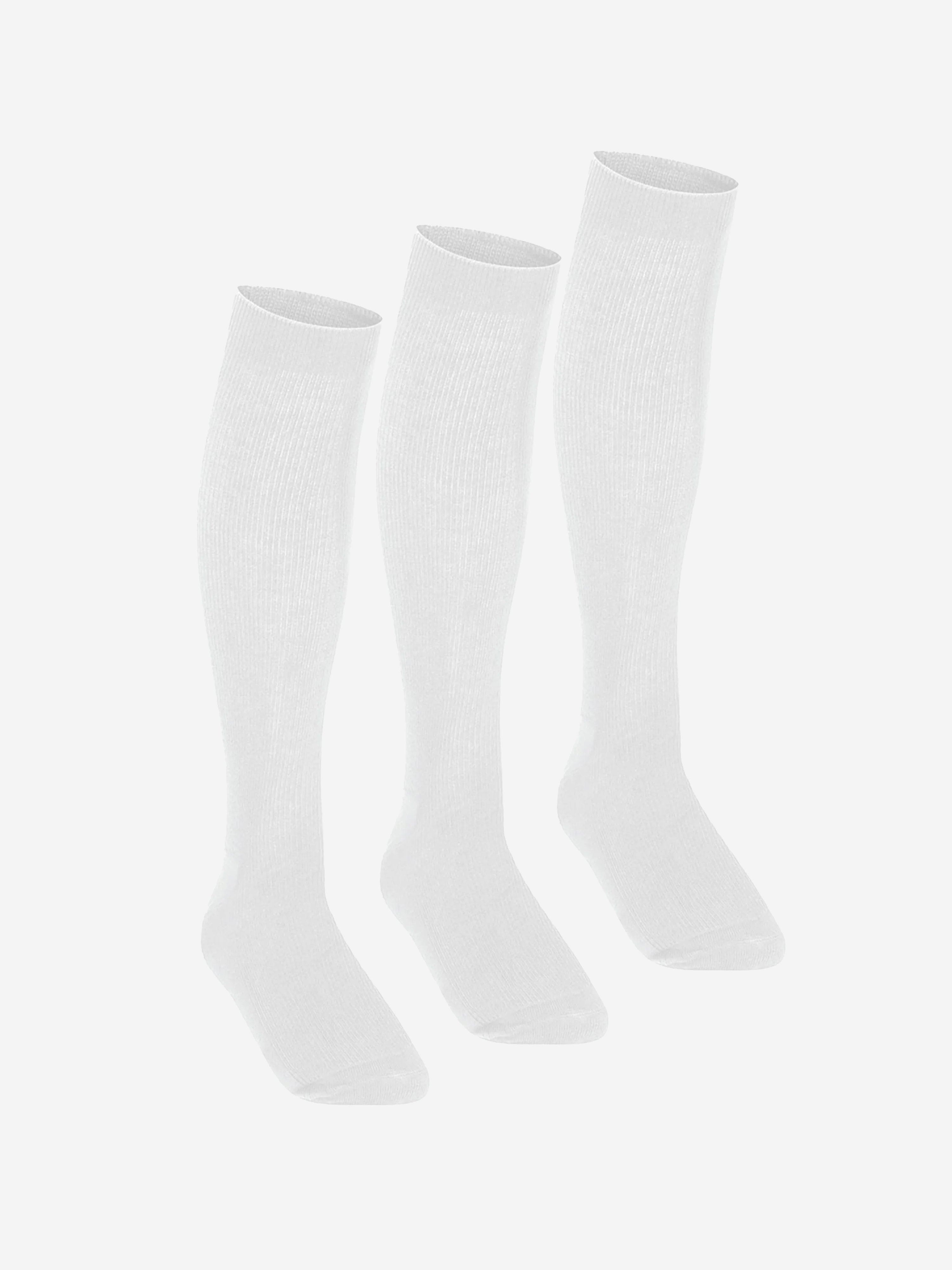 Zeco Girls School Knee High Socks (3 Pack) in White With Paypal