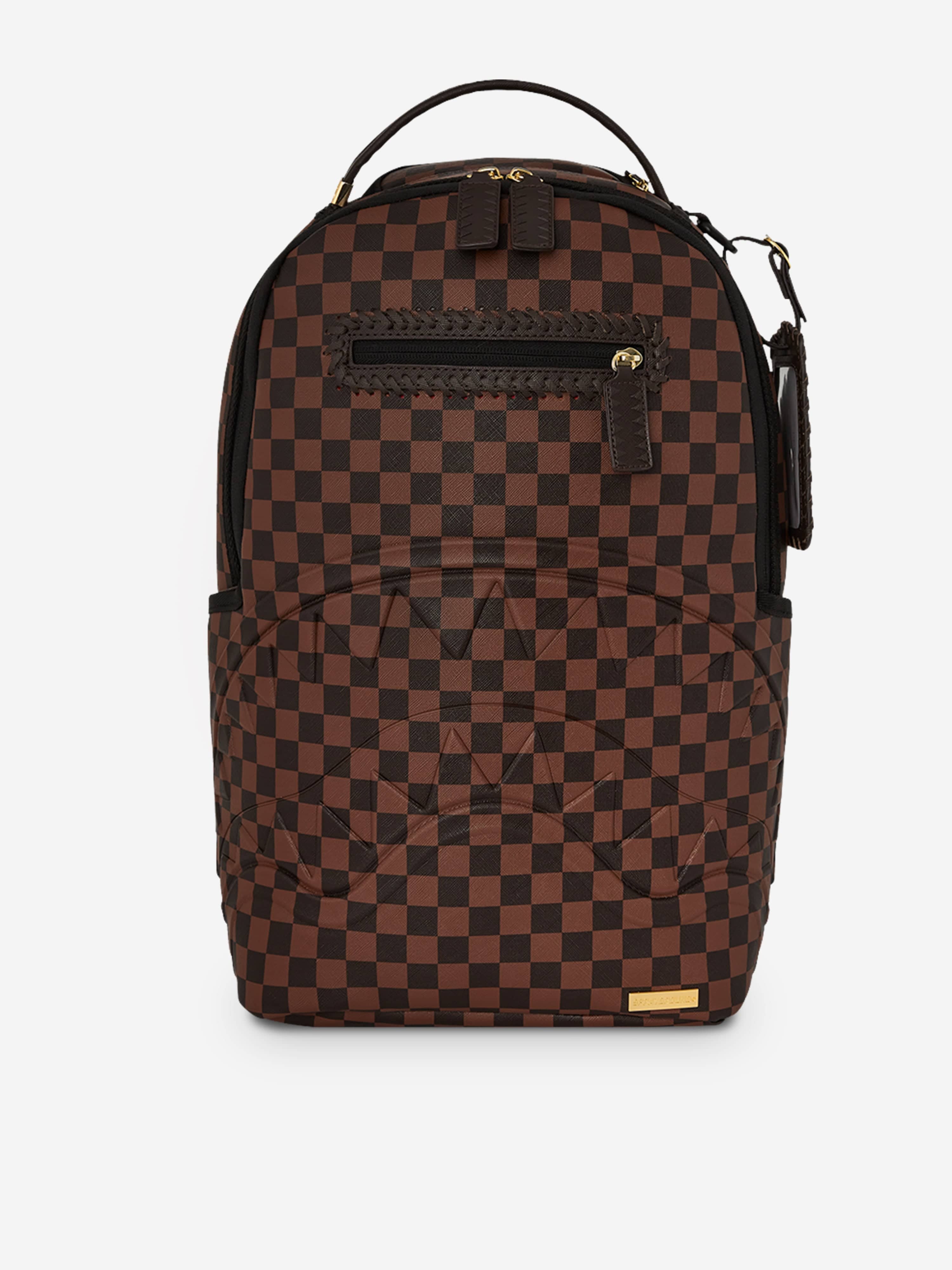 Sprayground Kids Core Embossed Check DLXSV Backpack in Brown (45.72 cm) Clearance With Credit Card