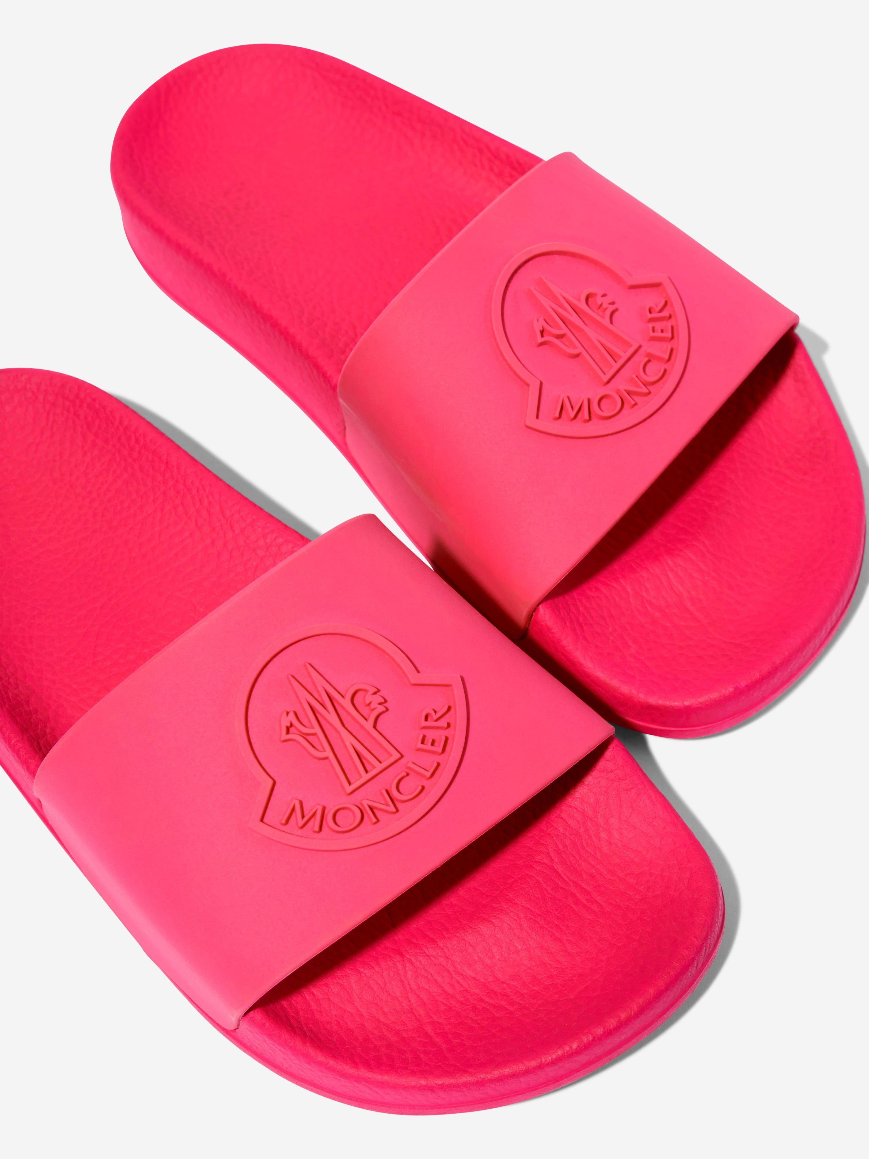 Moncler Enfant Girls Petit Basile Sliders in Pink Free Shipping Visit