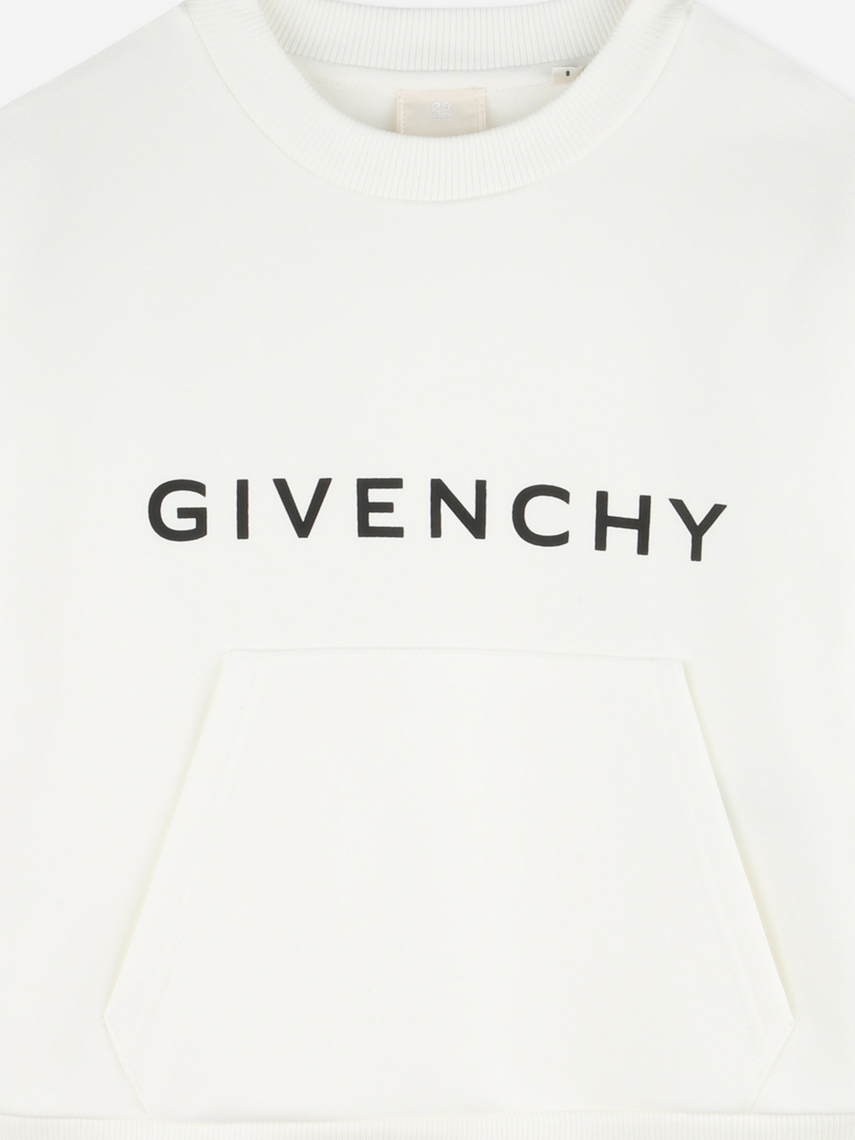 Givenchy Girls Logo Print Sweatshirt in Ivory Wiki For Sale