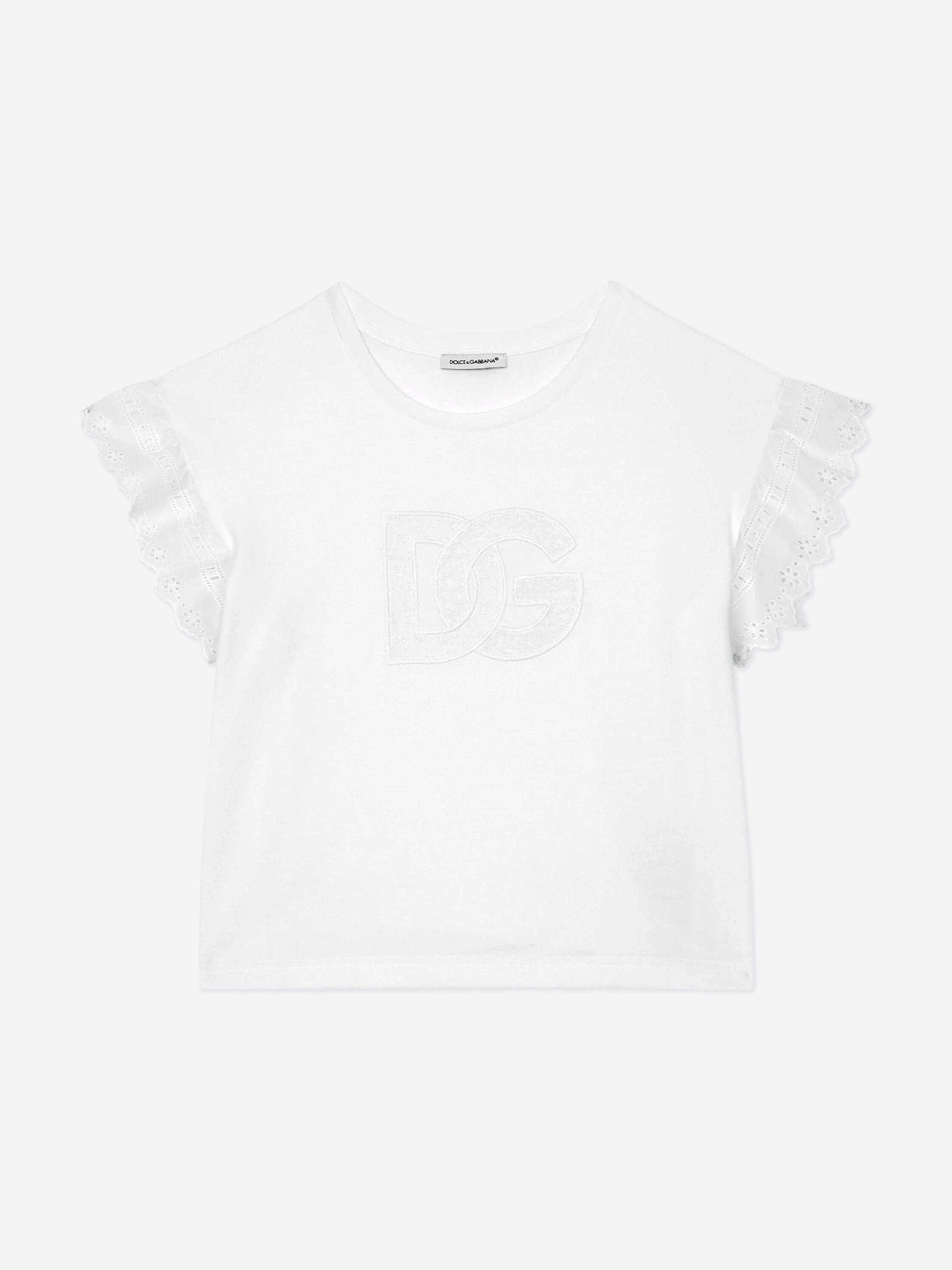 Dolce & Gabbana Girls Broderie Anglaise Top in White Cheapest For Sale