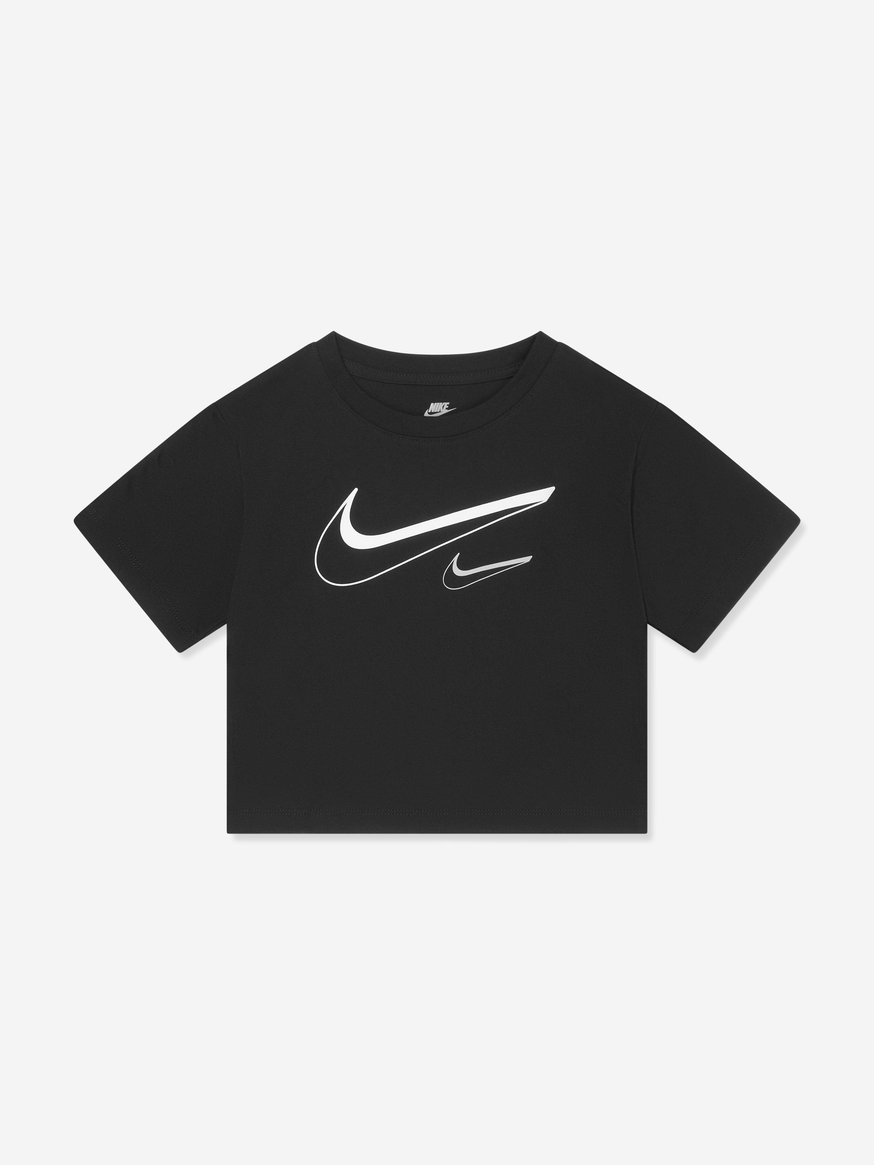 Nike Girls Swoosh Logo Boxy T-Shirt in Black Newest For Sale