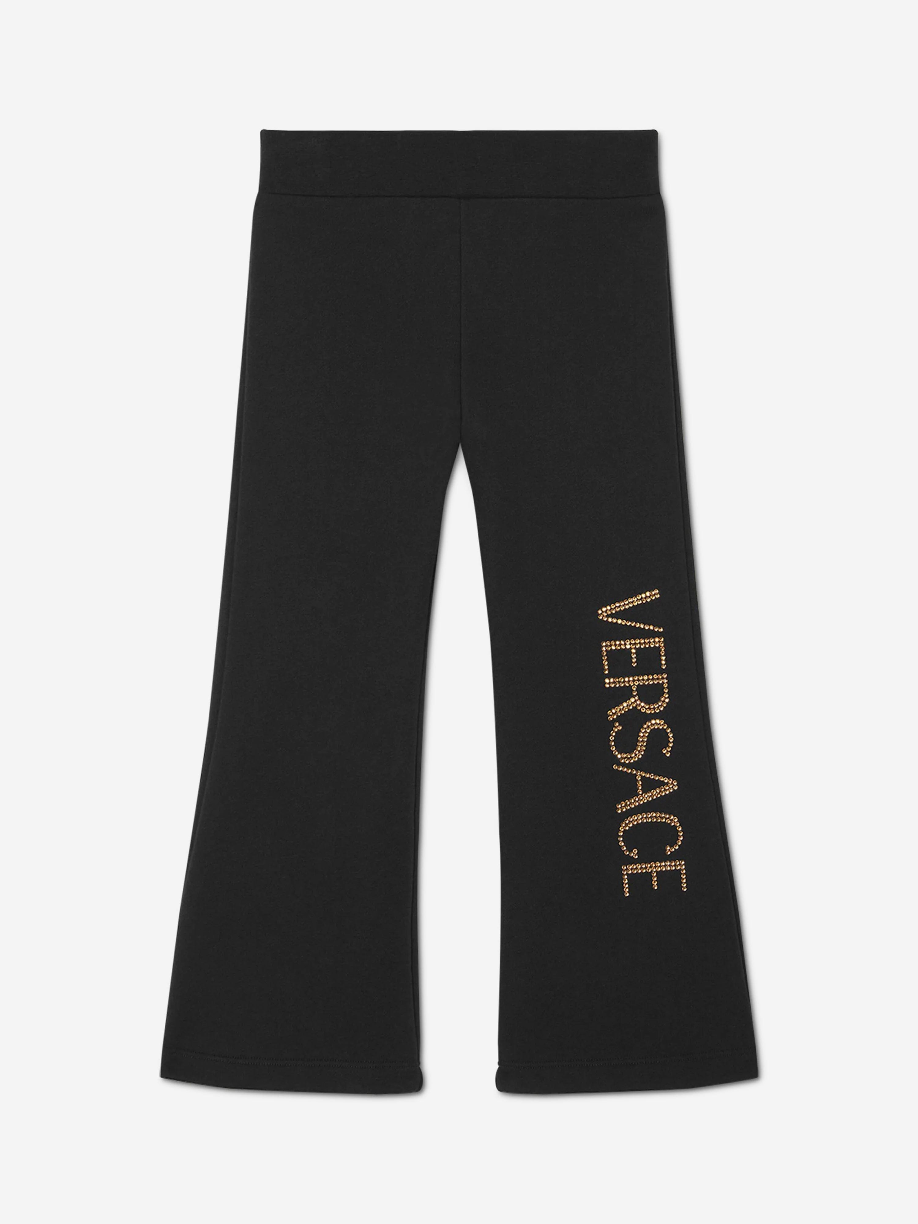 Versace Girls Flared Logo Joggers in Black Sale Visa Payment