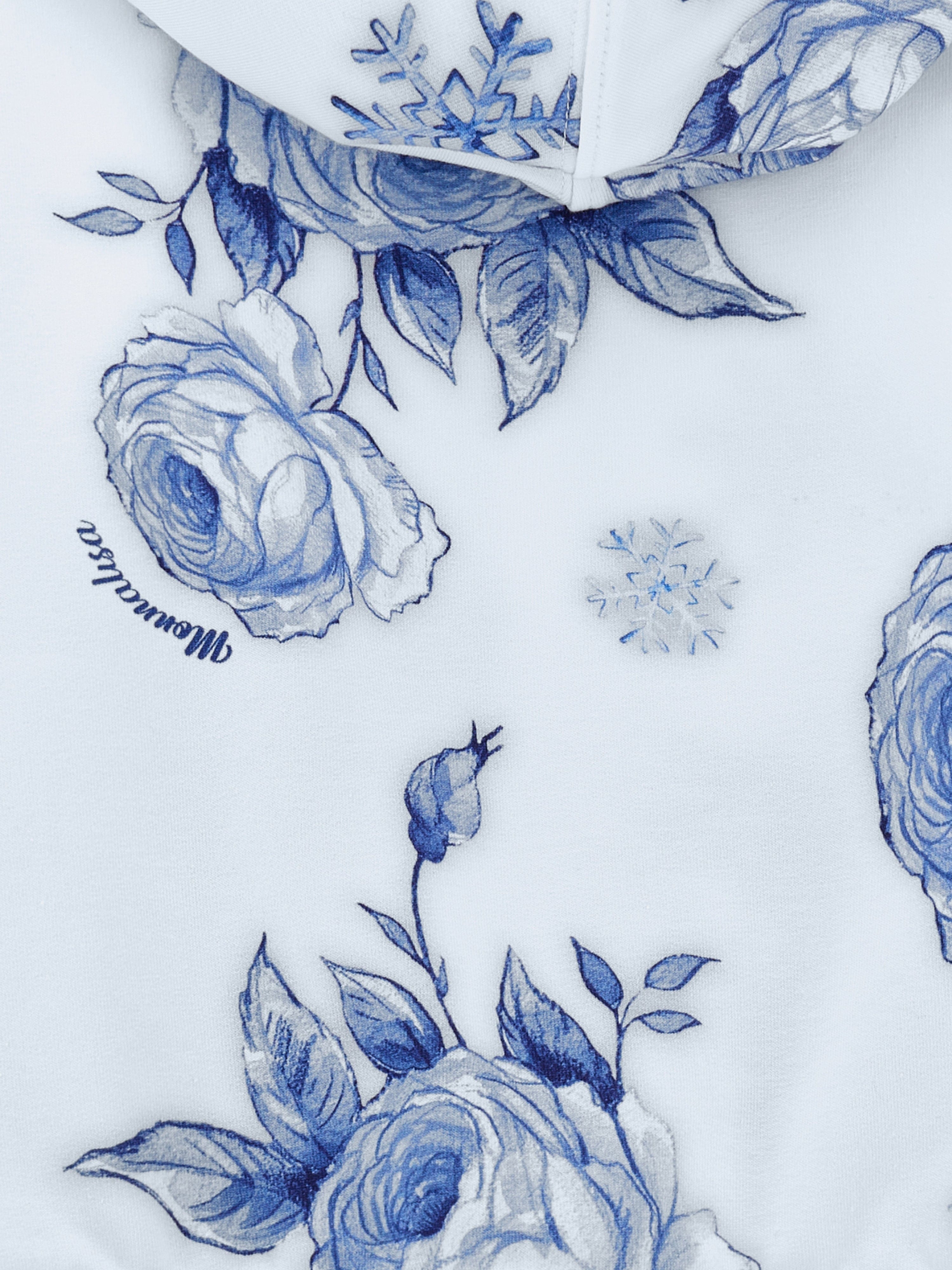 Monnalisa Girls Floral Zip Up Top in Blue New Arrival