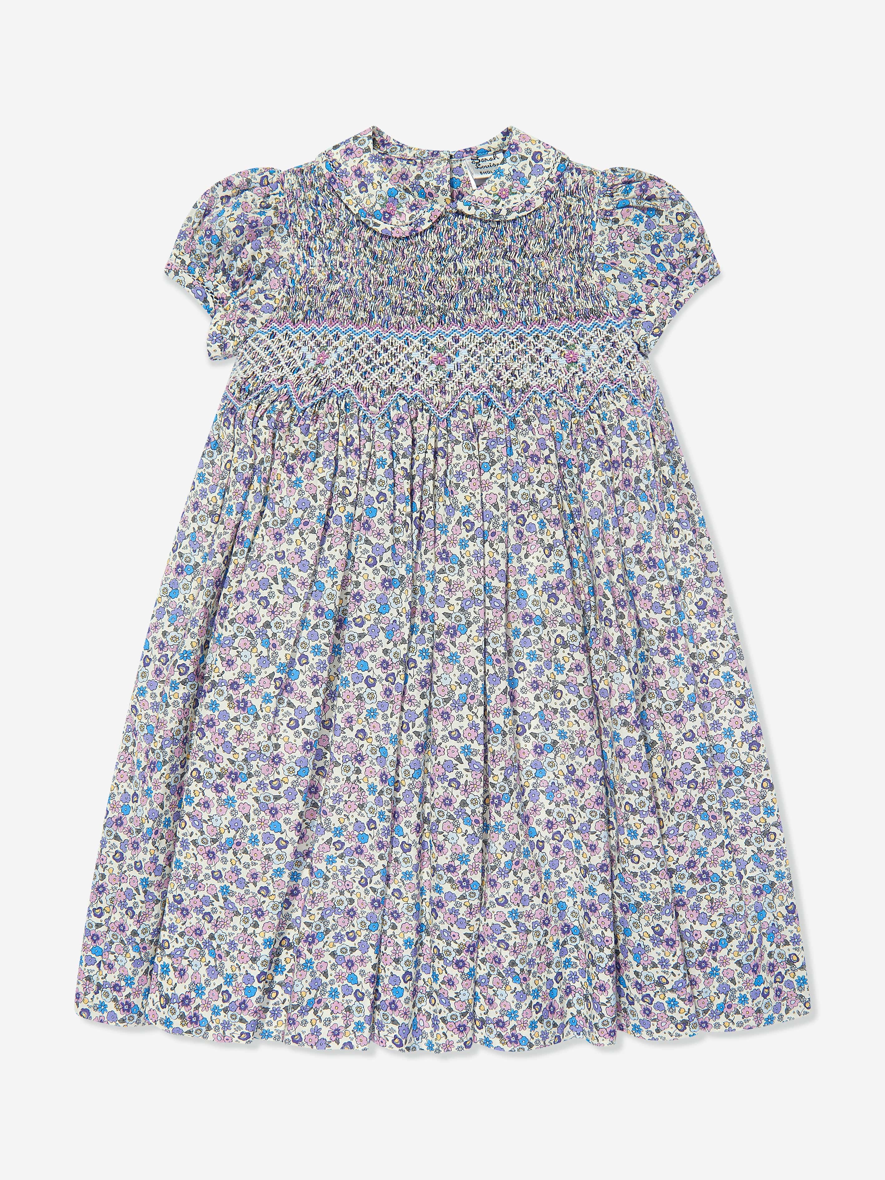 Sarah Louise Girls Cotton Flower Dress in Purple Quality Free Shipping Outlet