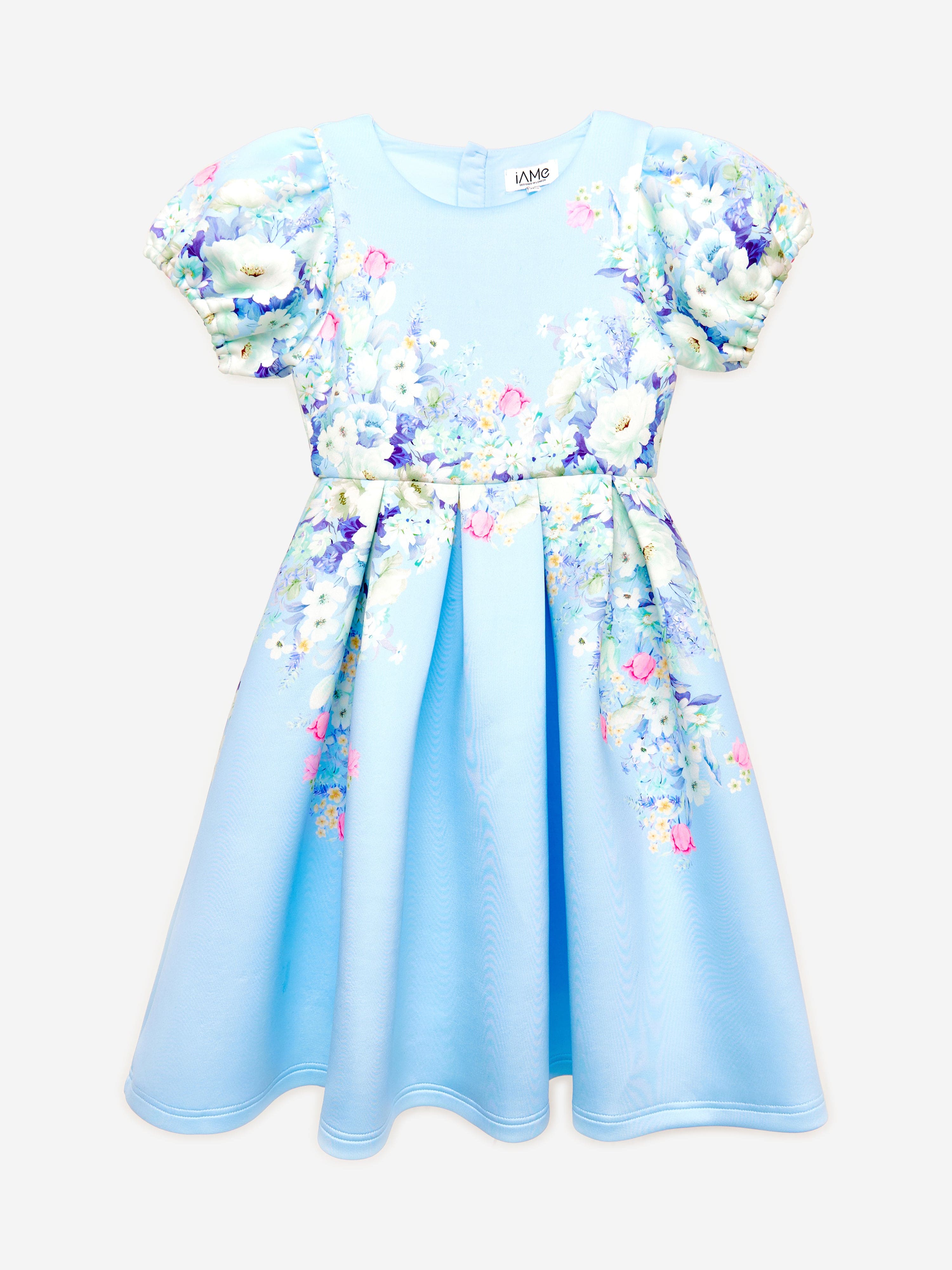 iAMe Girls Flower Print Dress in Blue Discount Online