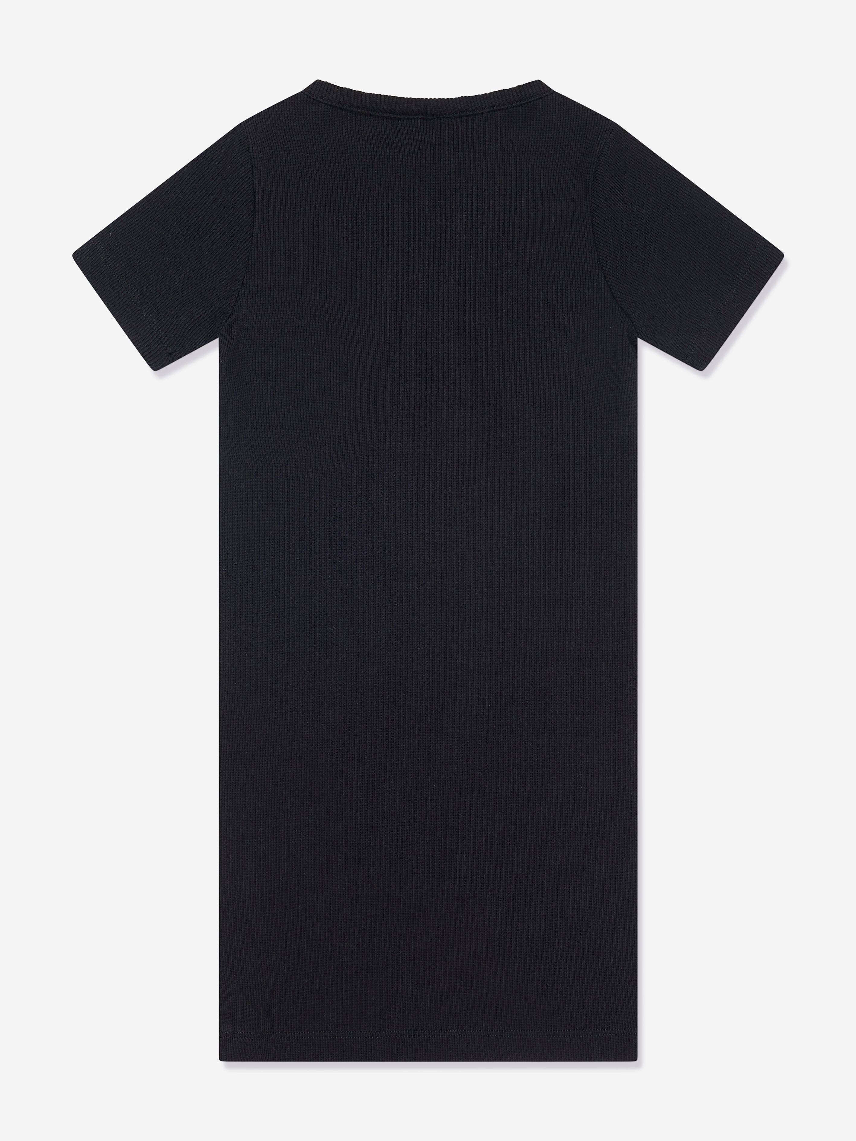 Off-White Girls Off Stamp Ribbed Dress in Black Wiki For Sale