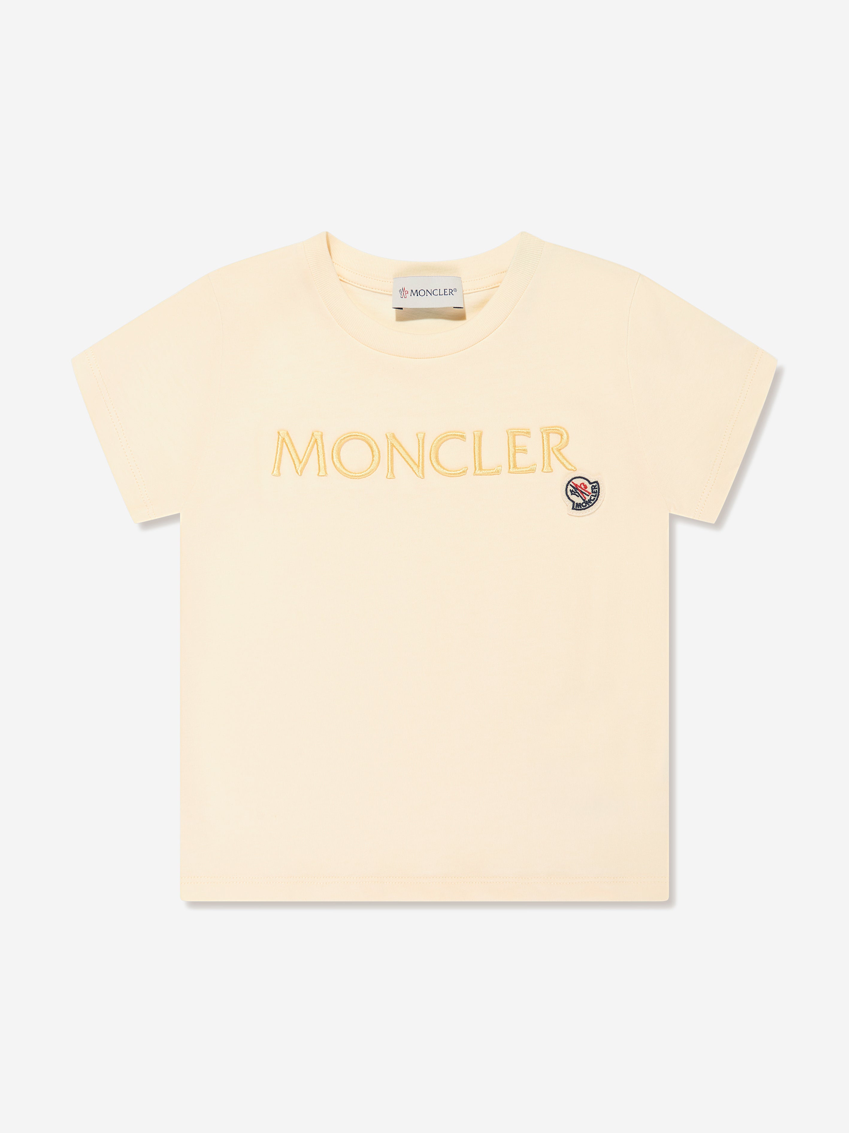 Moncler Enfant Girls Logo T-Shirt in Yellow Cheapest