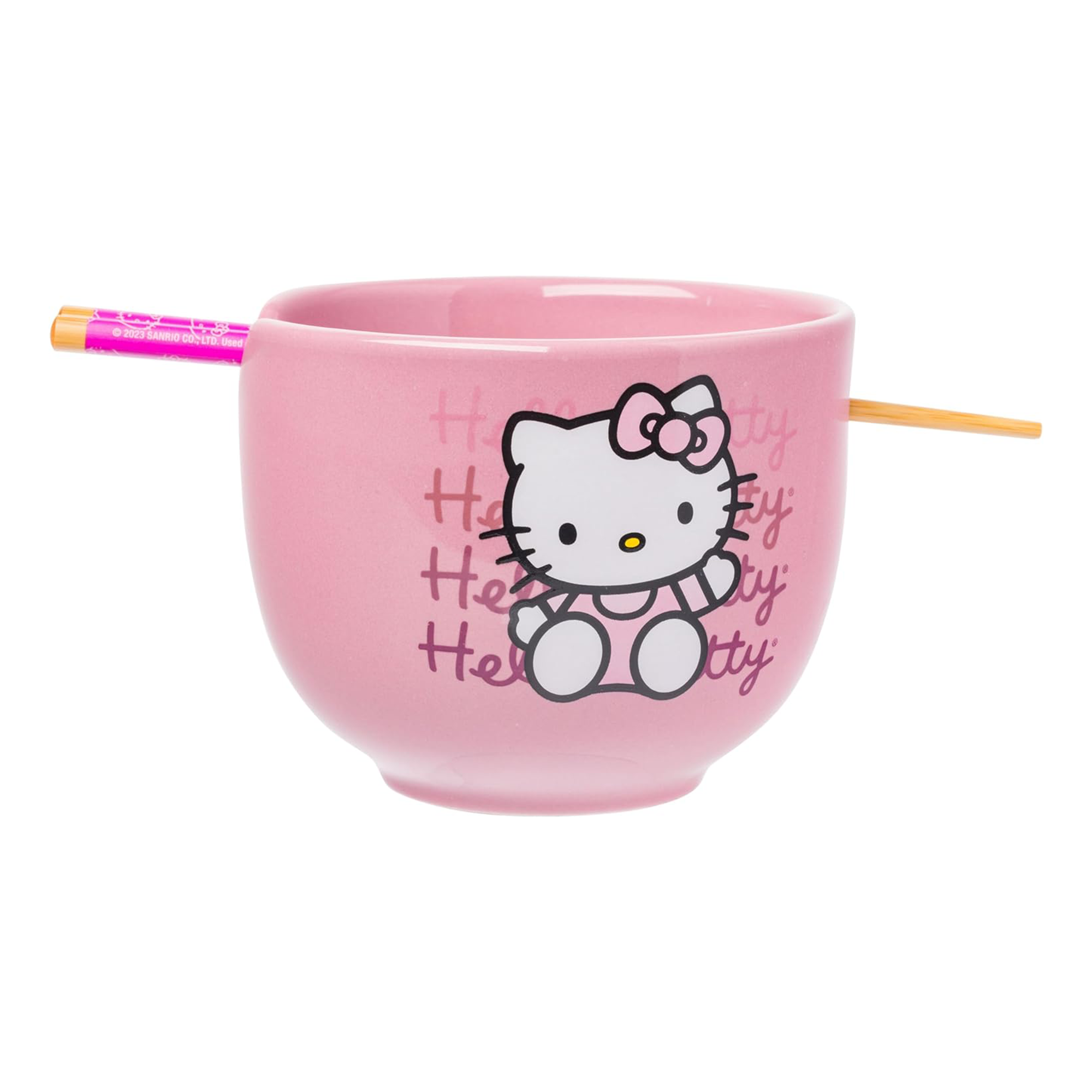 Hello Kitty Ceramic Ramen Bowl and Chopstick Set (Pink Wave) Free Shipping Order