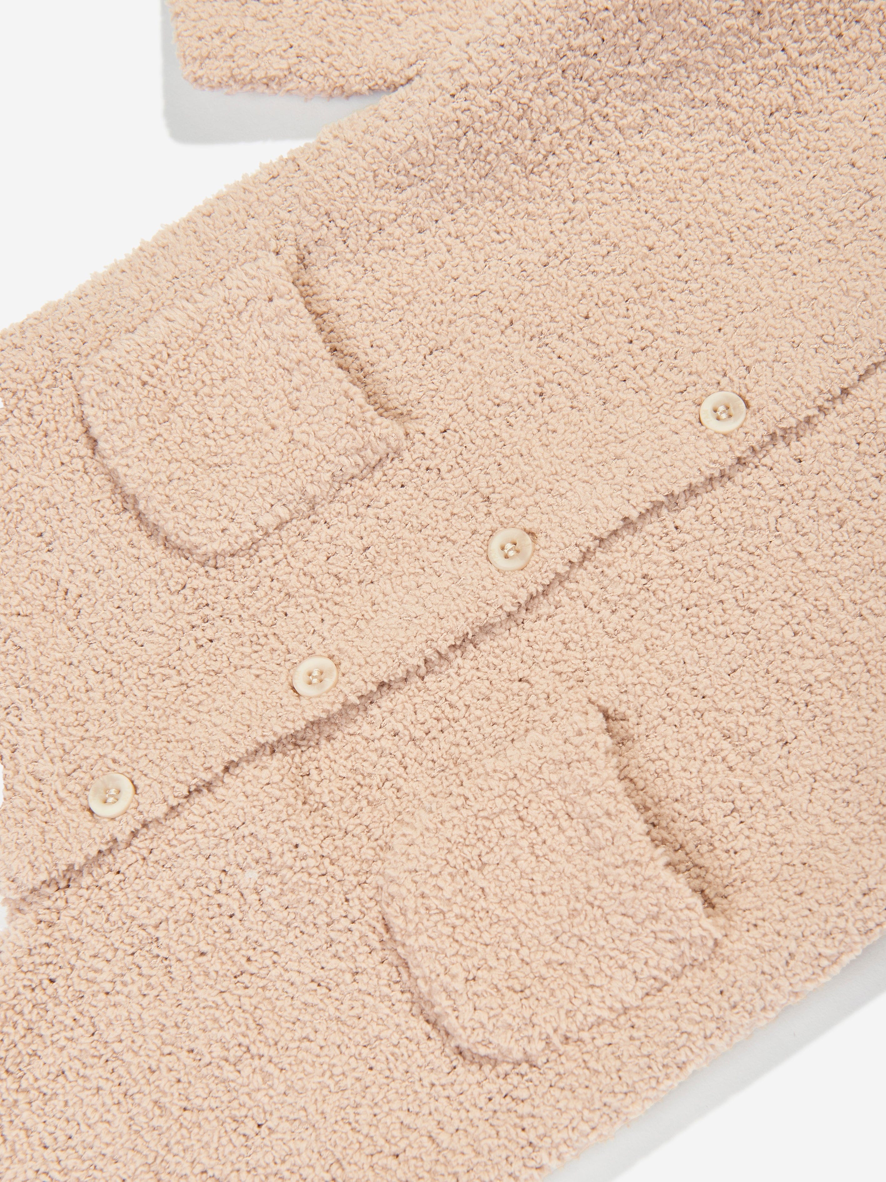 7AM Enfant Baby Fuzzy Long Sleeve Romper in Beige Official Sale Online