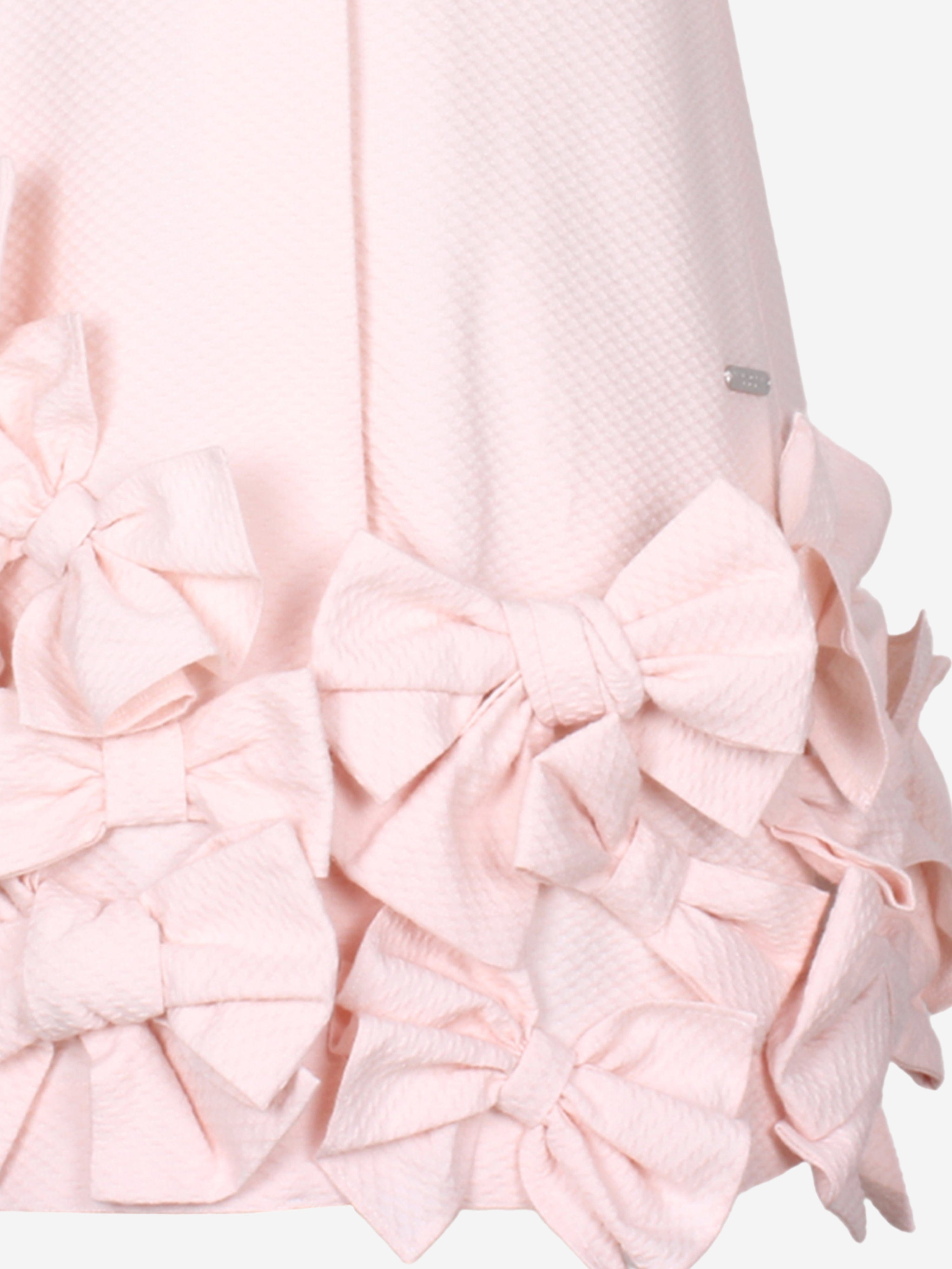 Jessie And James Girls Dotty Jacquard Bow Tie Dress in Pink Discount Original