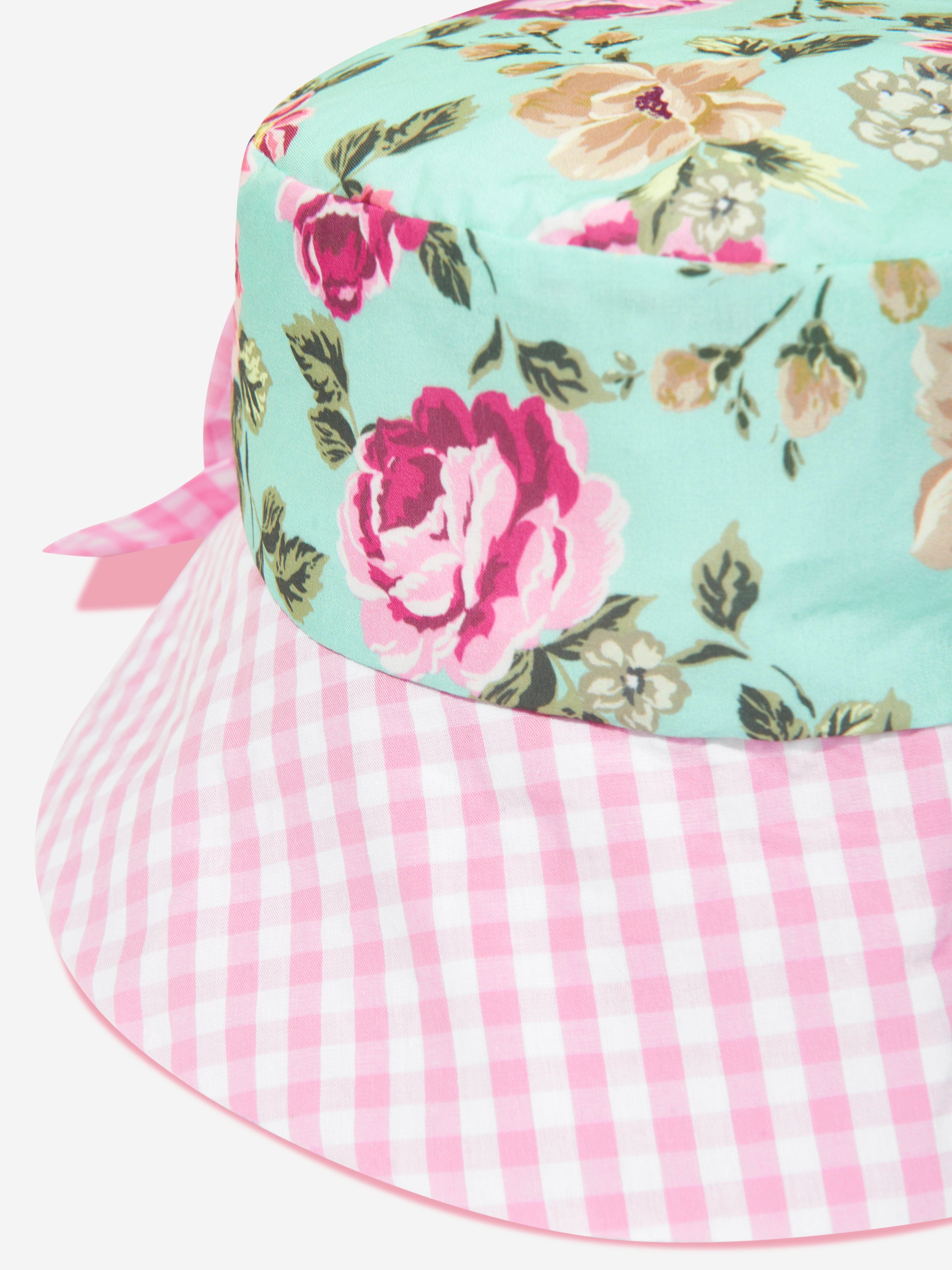 Selini Action Girls Floral And Check Bucket Hat in Multicolour Best Pices Sale Online