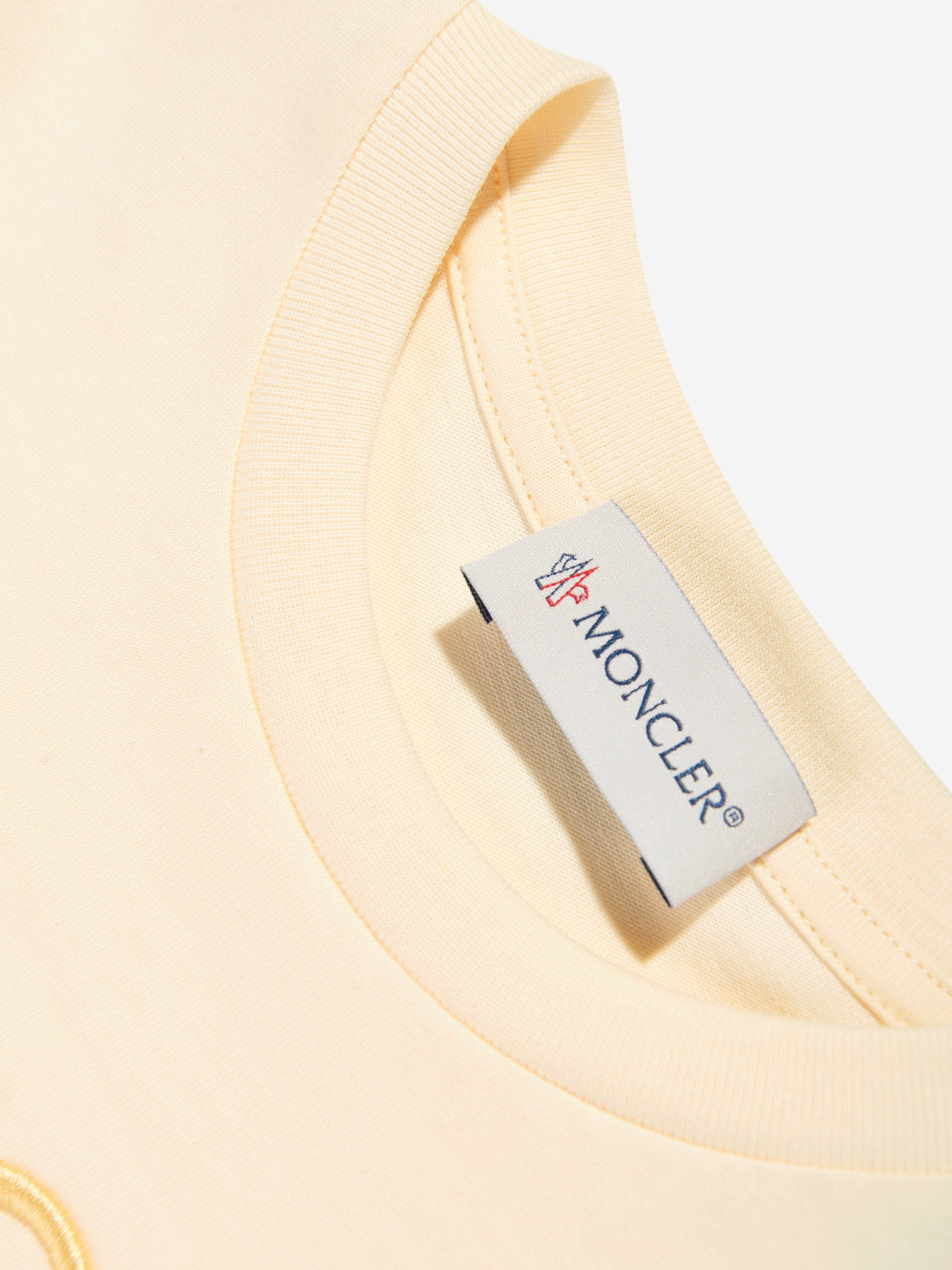 Moncler Enfant Girls Logo T-Shirt in Yellow Cheapest