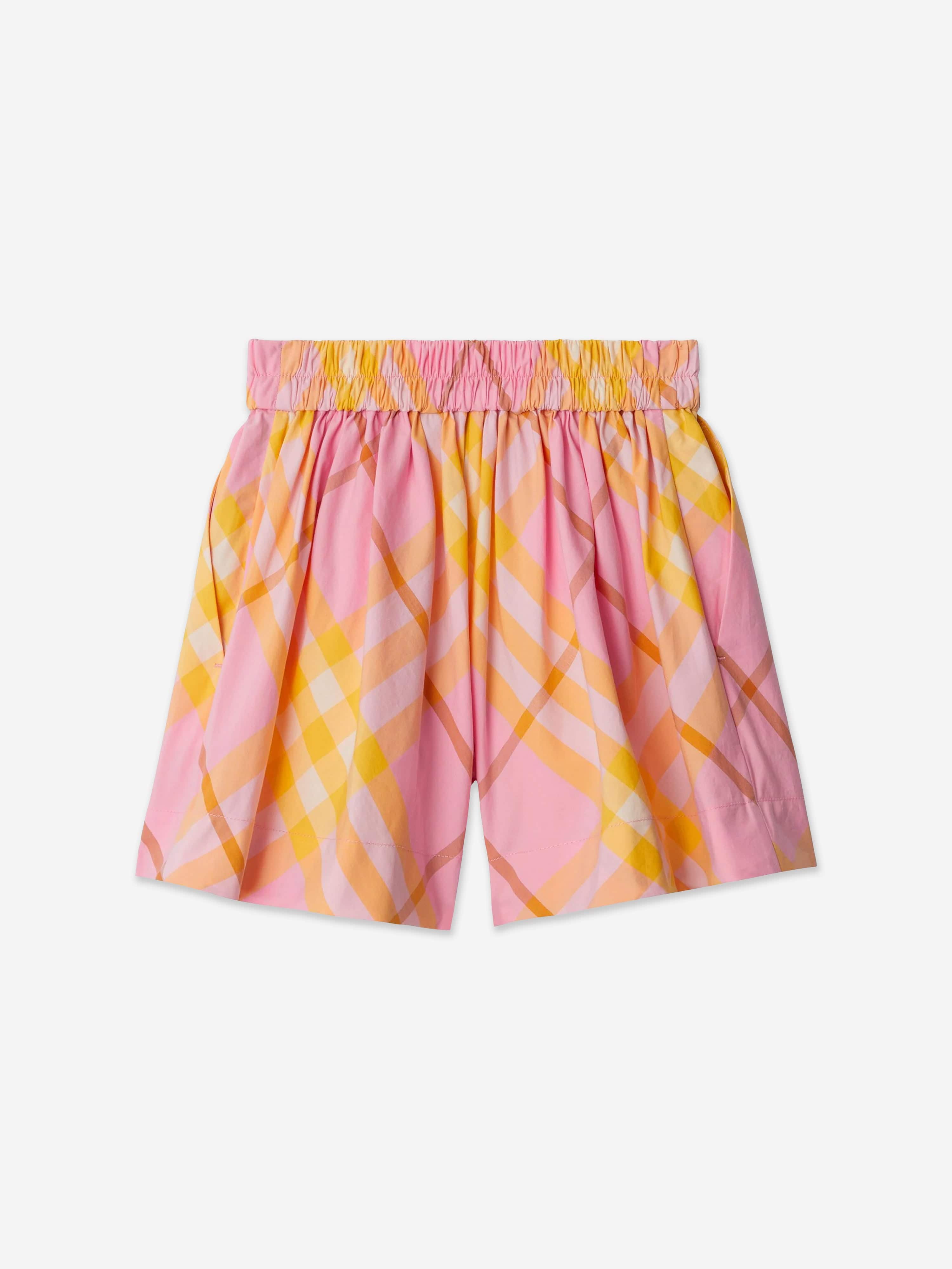 Burberry Girls Marcy Check Shorts in Pink Tumblr