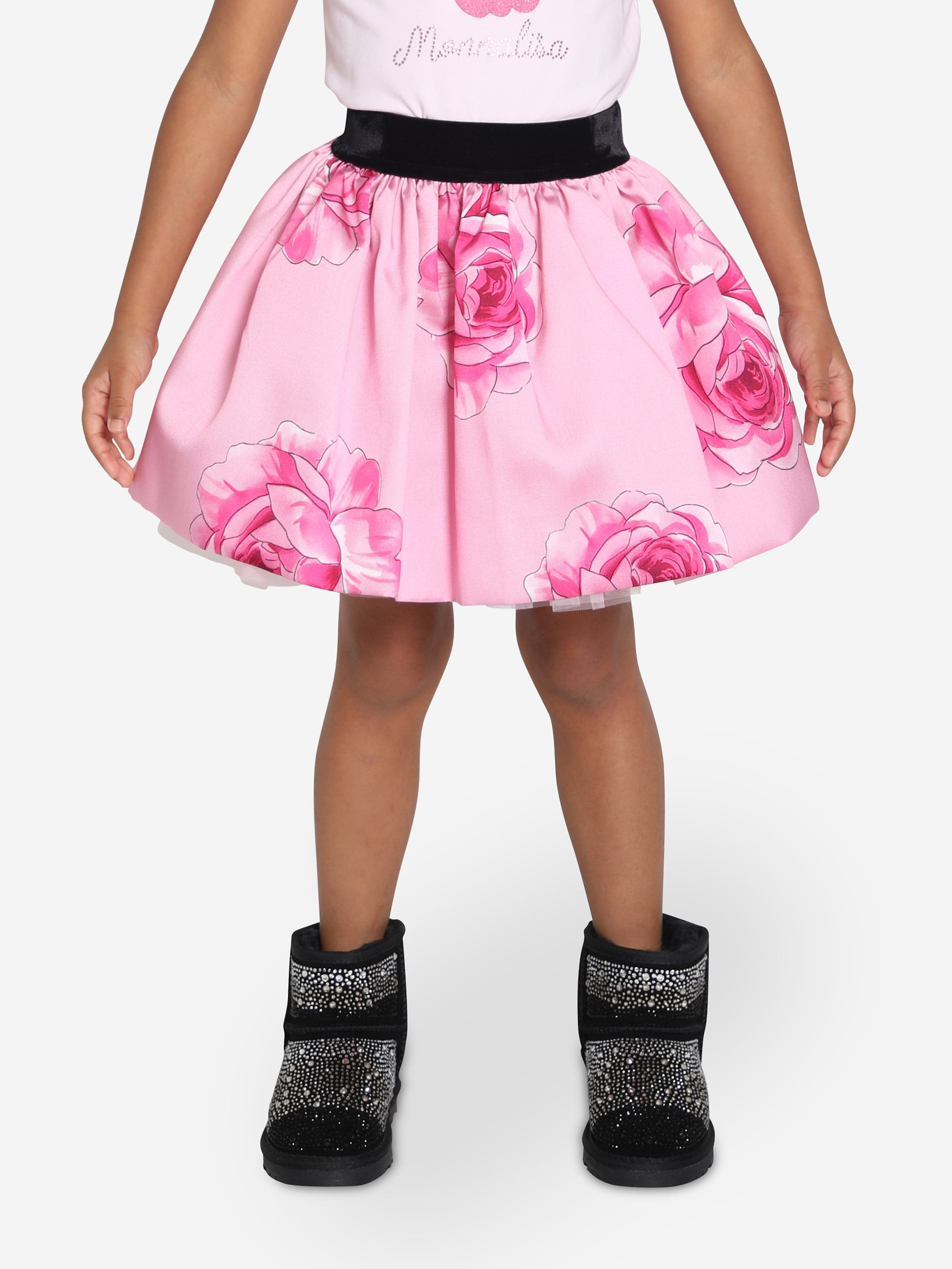 Monnalisa Girls Rose Mini Skirt in Pink Free Shipping Online