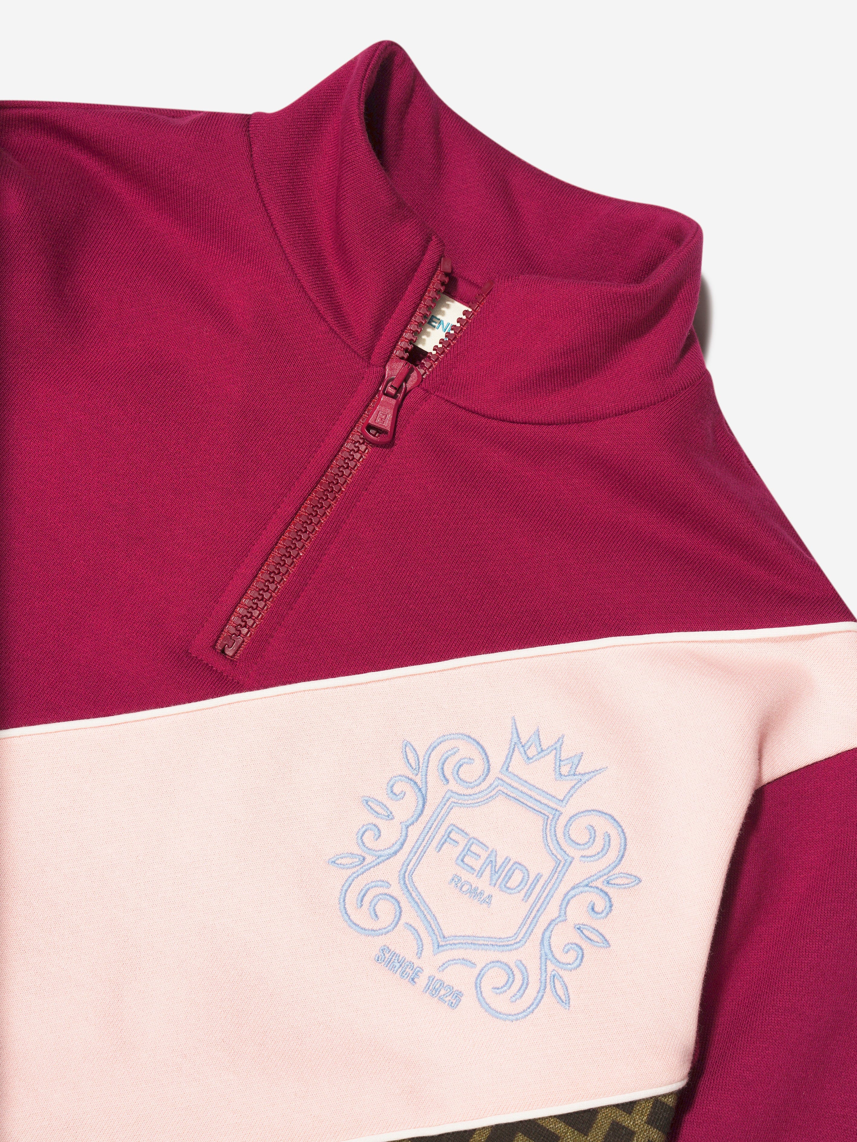 Fendi Girls Half Zip Logo Sweatshirt With Credit Card Cheap Online