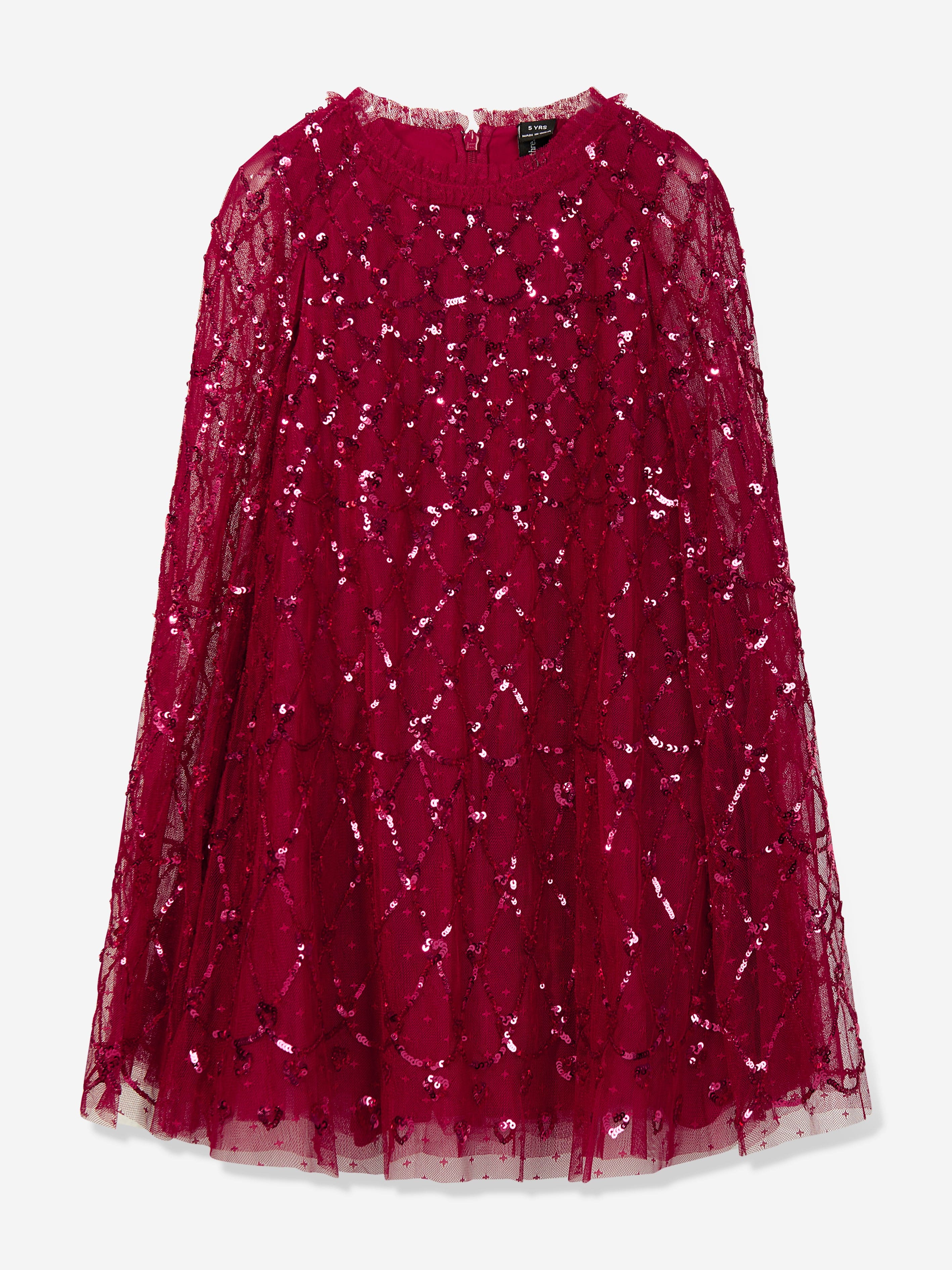 Needle & Thread Girls Heart Lattice Cape Dress in Red Hot Sale